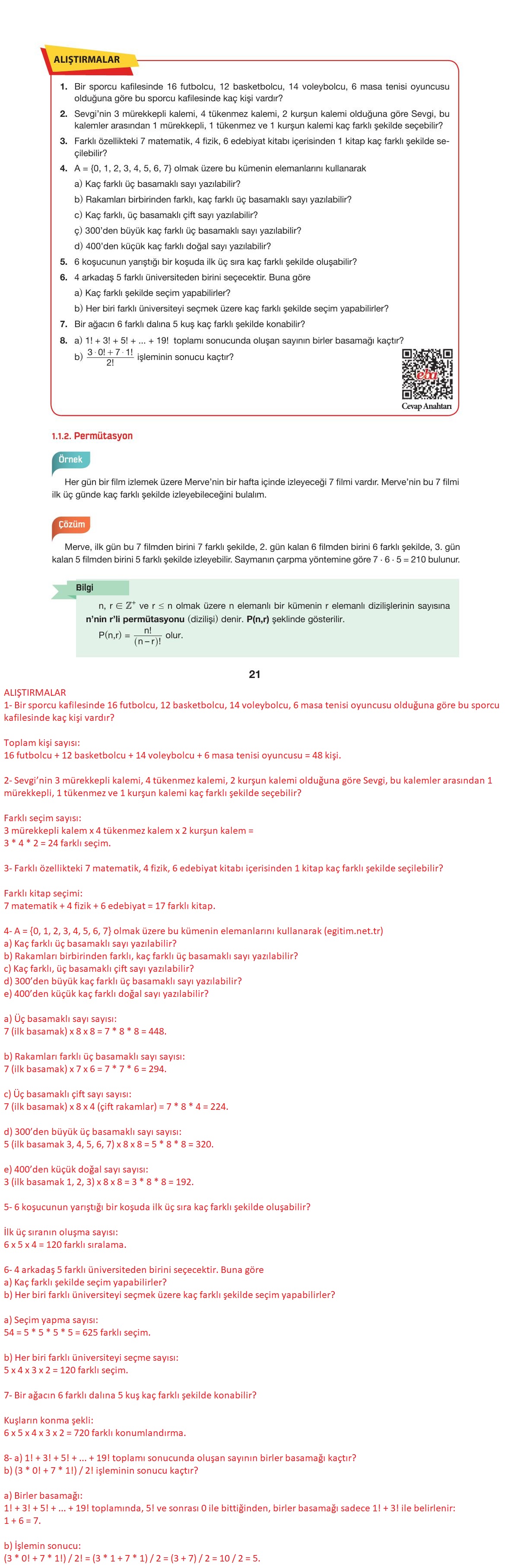 10. Sınıf Hecce Yayıncılık Matematik Ders Kitabı Sayfa 21 Cevapları 10. Sınıf Hecce Yayıncılık Matematik Ders Kitabı Sayfa 21 Cevapları