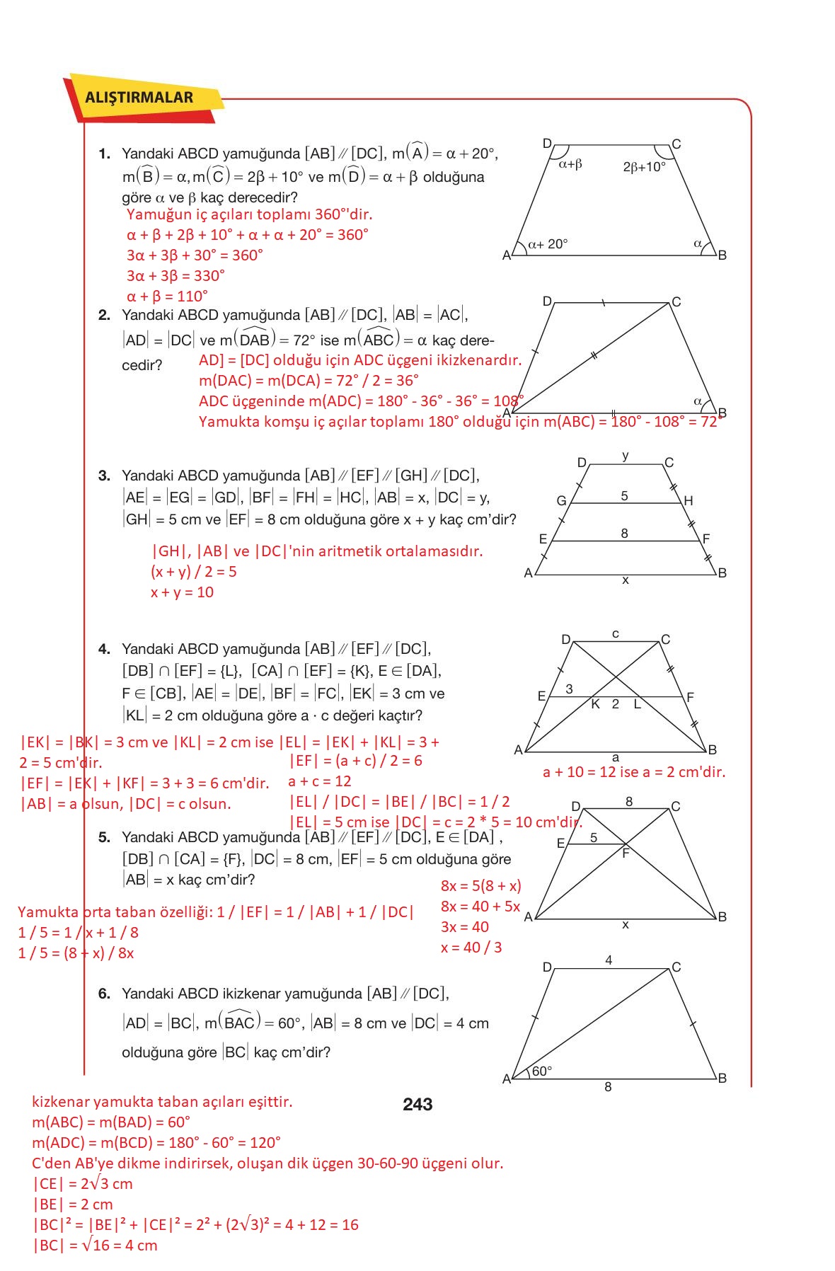 10. Sınıf Hecce Yayıncılık Matematik Ders Kitabı Sayfa 243 Cevapları