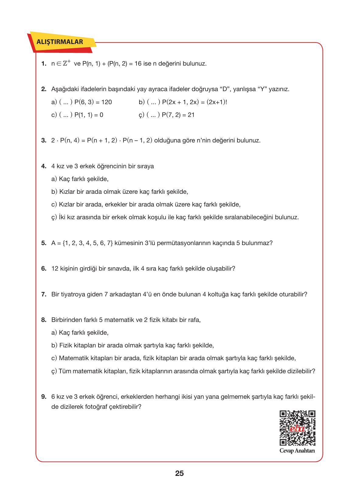 10. Sınıf Hecce Yayıncılık Matematik Ders Kitabı Sayfa 25 Cevapları 10. Sınıf Hecce Yayıncılık Matematik Ders Kitabı Sayfa 25 Cevapları