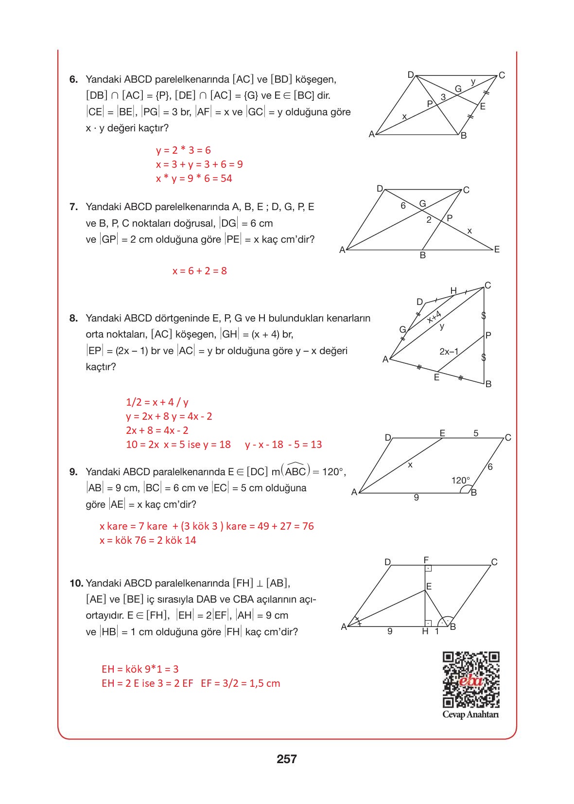 10. Sınıf Hecce Yayıncılık Matematik Ders Kitabı Sayfa 257 Cevapları