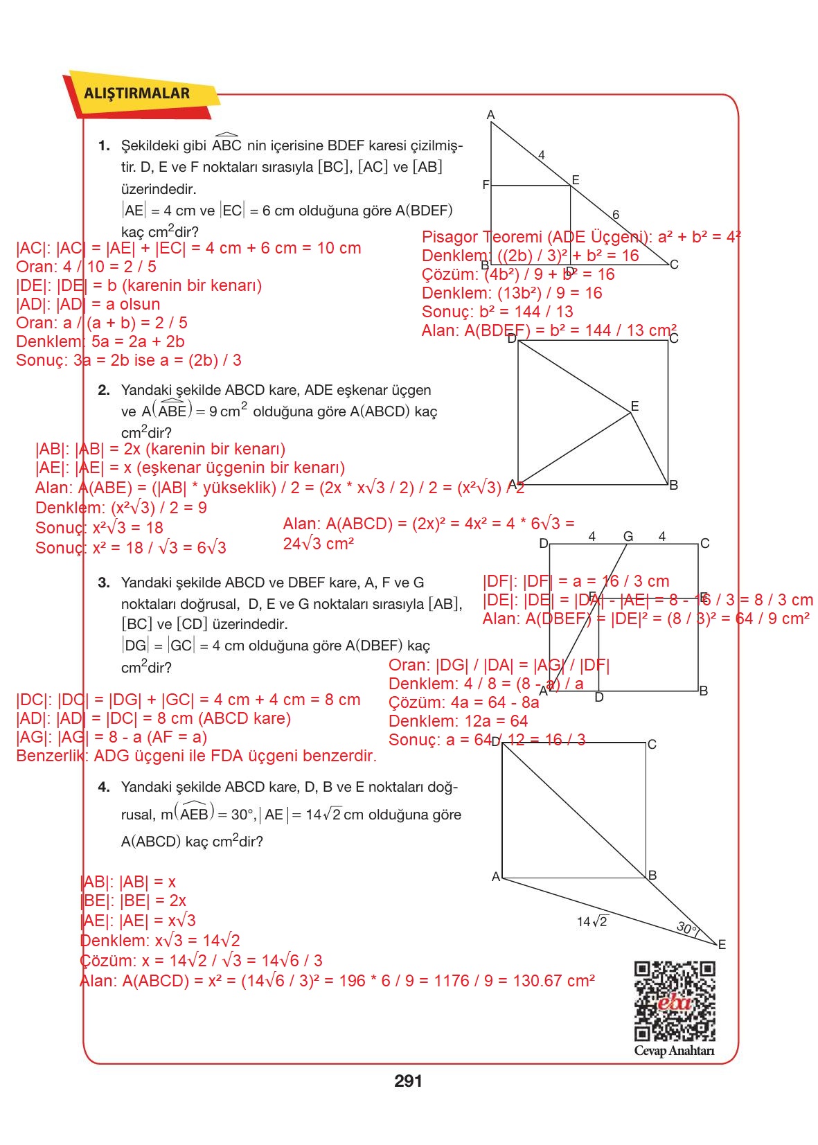 10. Sınıf Hecce Yayıncılık Matematik Ders Kitabı Sayfa 291 Cevapları