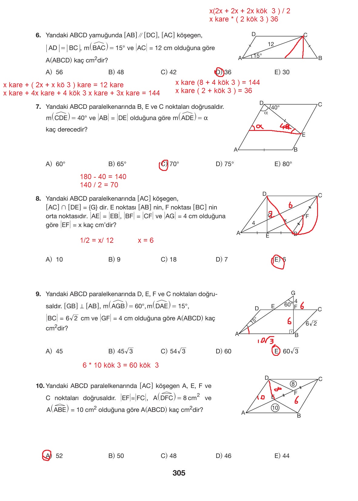 10. Sınıf Hecce Yayıncılık Matematik Ders Kitabı Sayfa 305 Cevapları