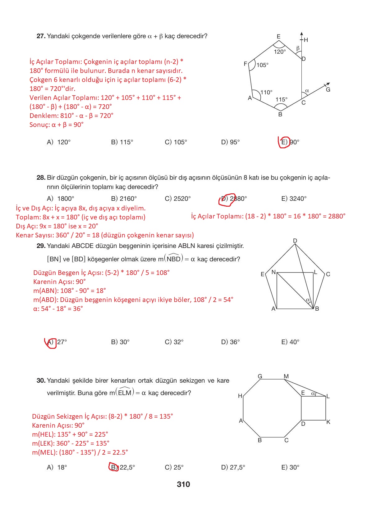 10. Sınıf Hecce Yayıncılık Matematik Ders Kitabı Sayfa 310 Cevapları 10. Sınıf Hecce Yayıncılık Matematik Ders Kitabı Sayfa 310 Cevapları