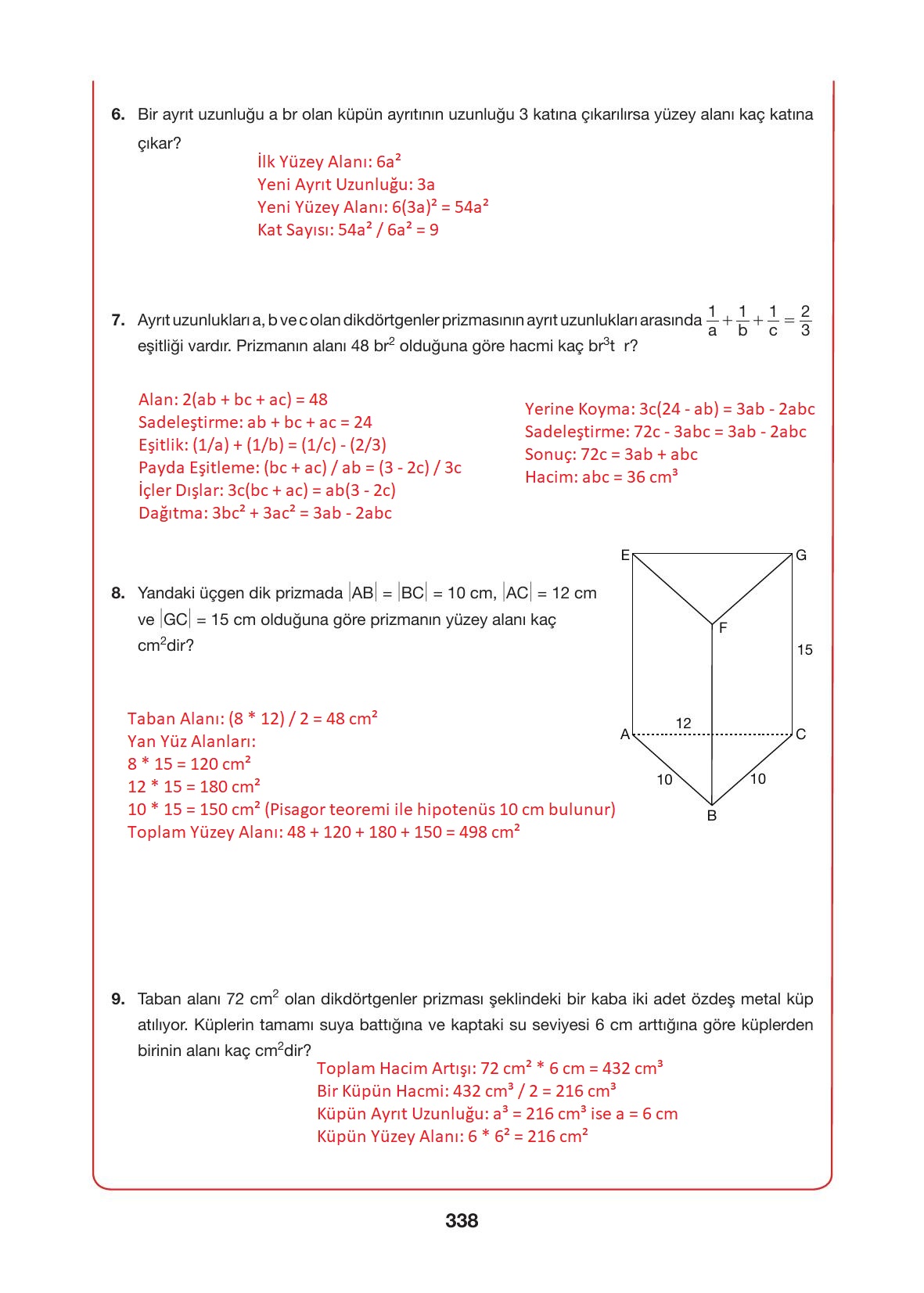 10. Sınıf Hecce Yayıncılık Matematik Ders Kitabı Sayfa 338 Cevapları 10. Sınıf Hecce Yayıncılık Matematik Ders Kitabı Sayfa 338 Cevapları