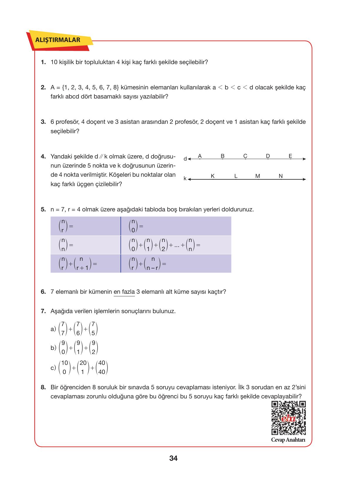 10. Sınıf Hecce Yayıncılık Matematik Ders Kitabı Sayfa 34 Cevapları 10. Sınıf Hecce Yayıncılık Matematik Ders Kitabı Sayfa 34 Cevapları