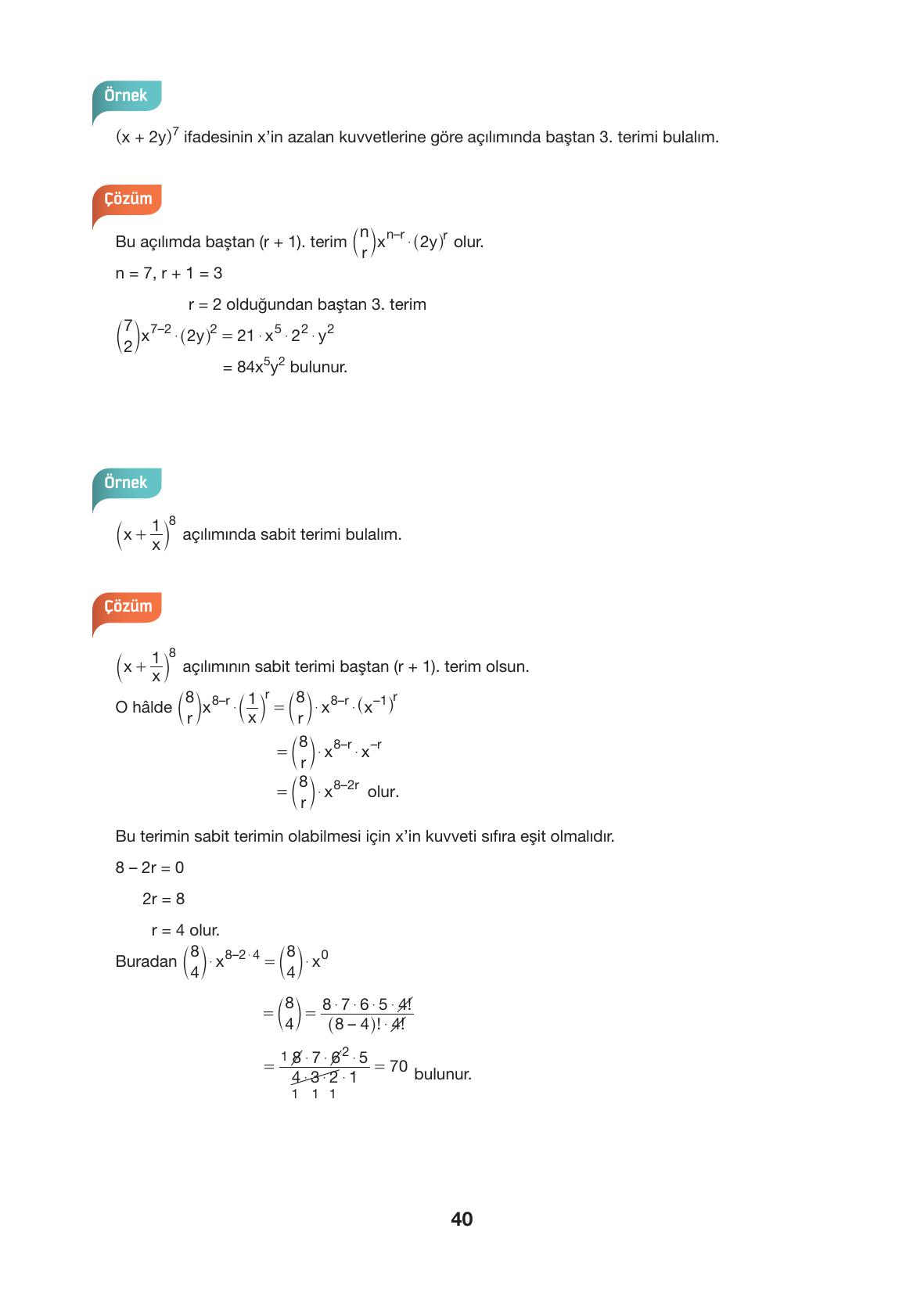 10. Sınıf Hecce Yayıncılık Matematik Ders Kitabı Sayfa 40 Cevapları 10. Sınıf Hecce Yayıncılık Matematik Ders Kitabı Sayfa 40 Cevapları