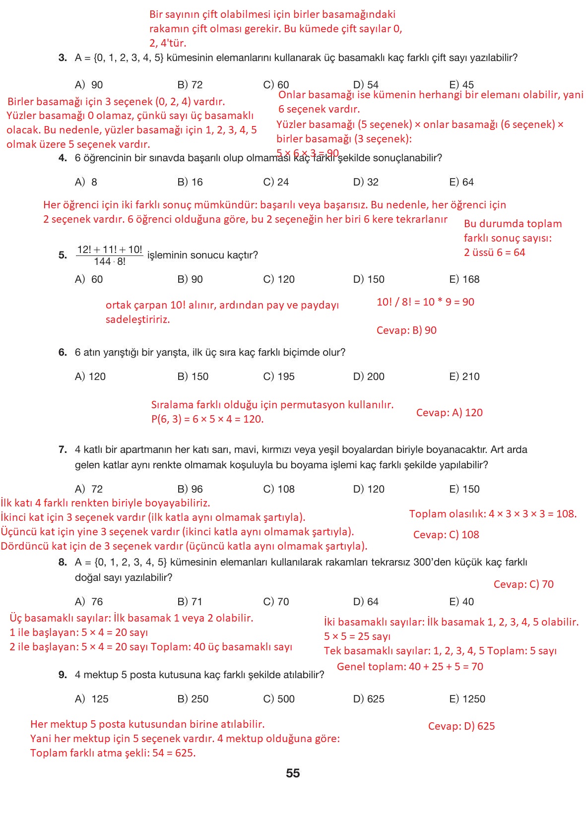 10. Sınıf Hecce Yayıncılık Matematik Ders Kitabı Sayfa 55 Cevapları