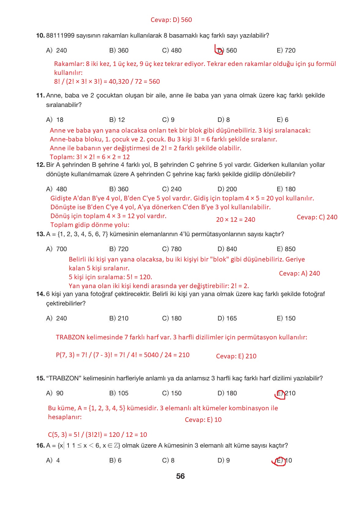 10. Sınıf Hecce Yayıncılık Matematik Ders Kitabı Sayfa 56 Cevapları 10. Sınıf Hecce Yayıncılık Matematik Ders Kitabı Sayfa 56 Cevapları