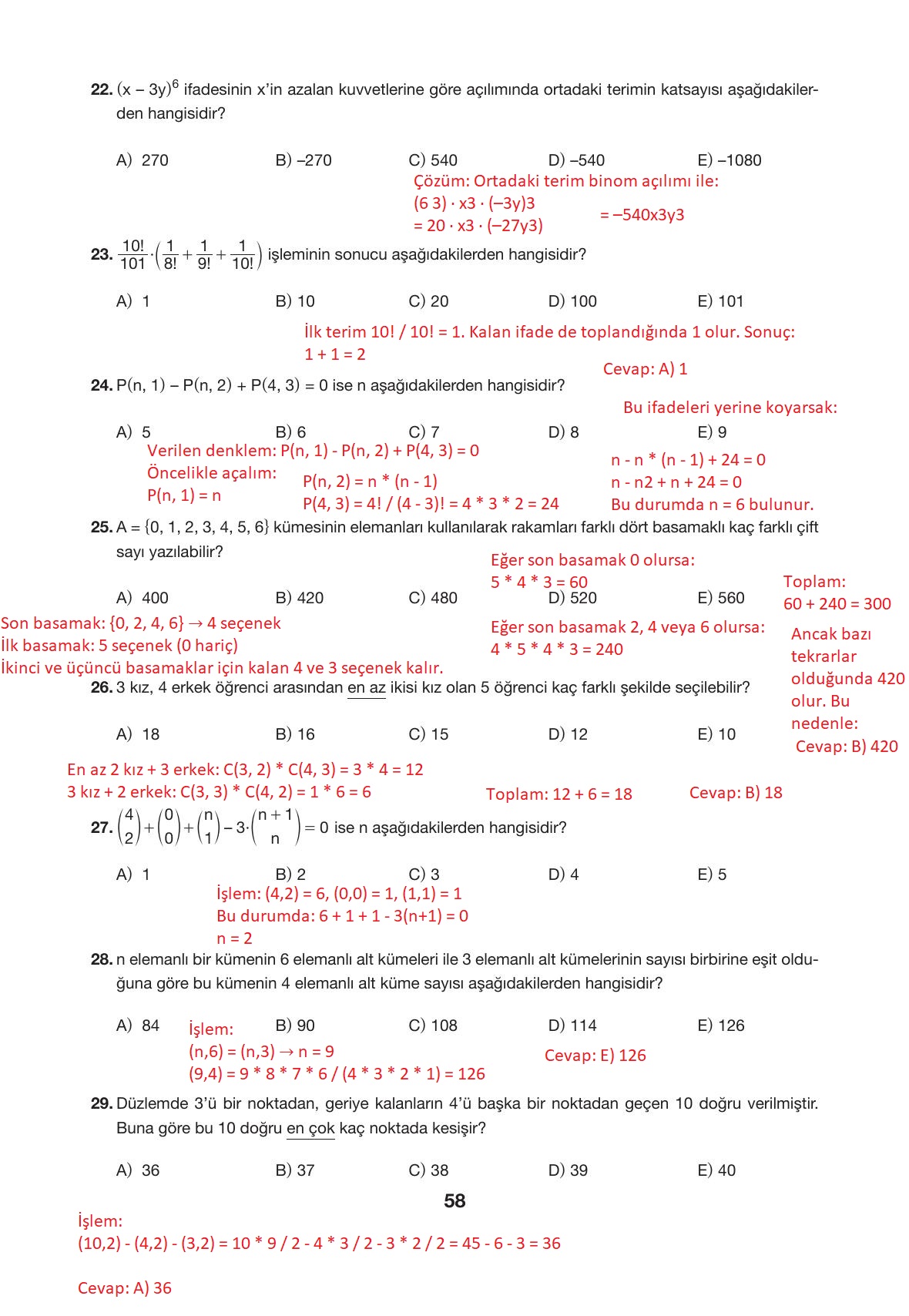 10. Sınıf Hecce Yayıncılık Matematik Ders Kitabı Sayfa 58 Cevapları