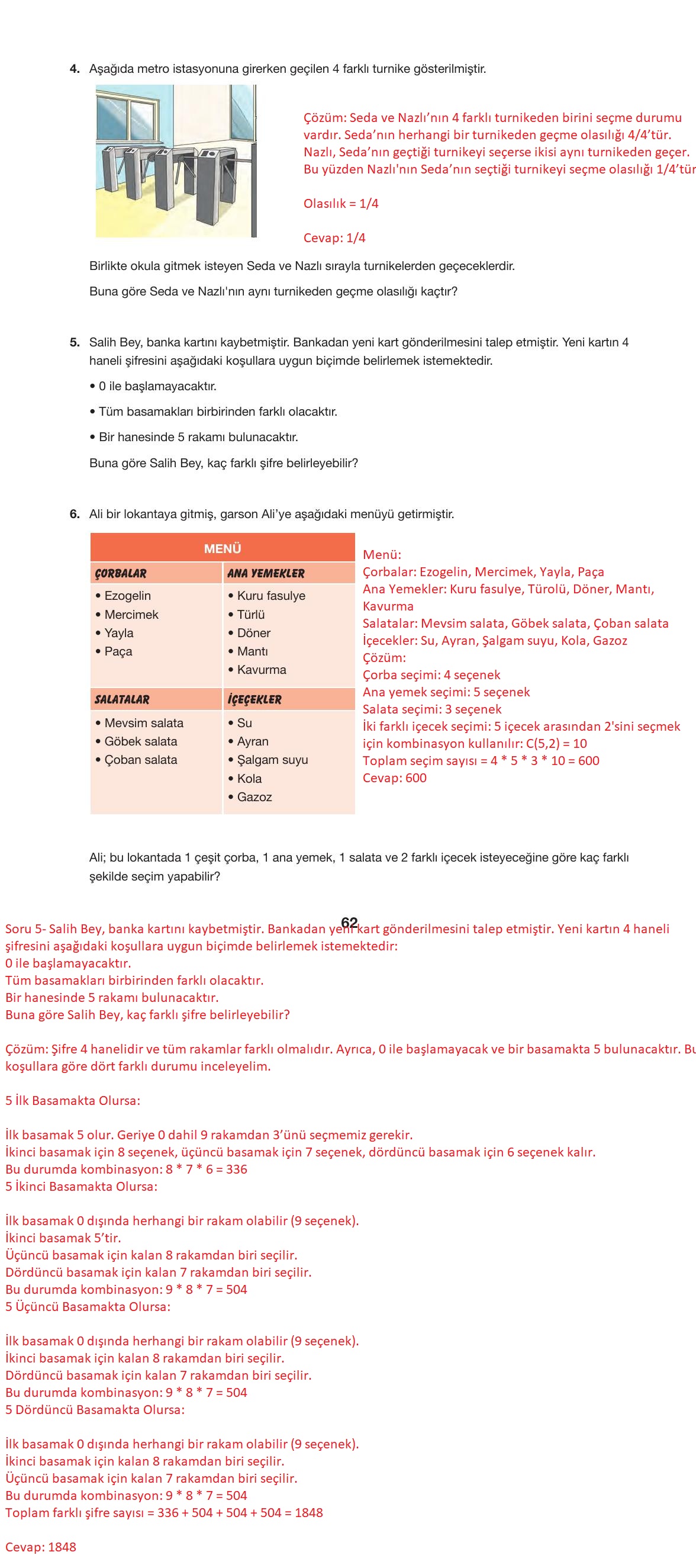 10. Sınıf Hecce Yayıncılık Matematik Ders Kitabı Sayfa 62 Cevapları