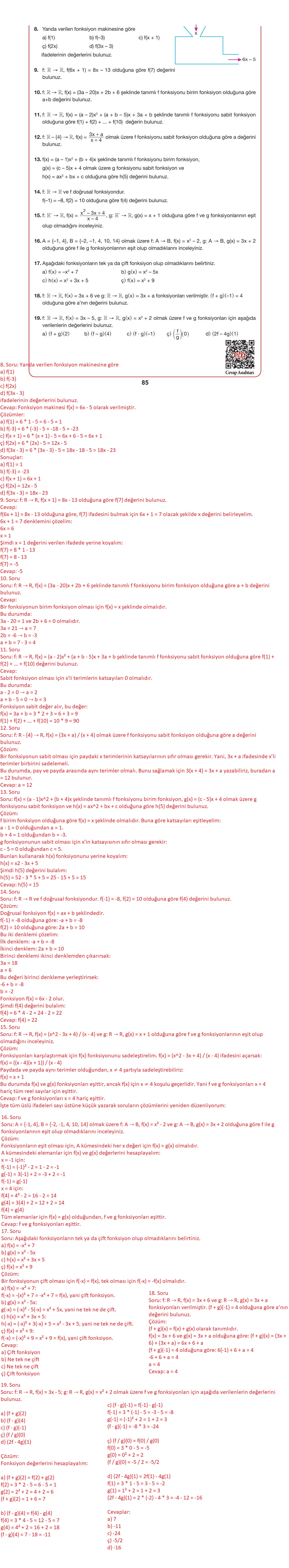 10. Sınıf Hecce Yayıncılık Matematik Ders Kitabı Sayfa 85 Cevapları 10. Sınıf Hecce Yayıncılık Matematik Ders Kitabı Sayfa 85 Cevapları
