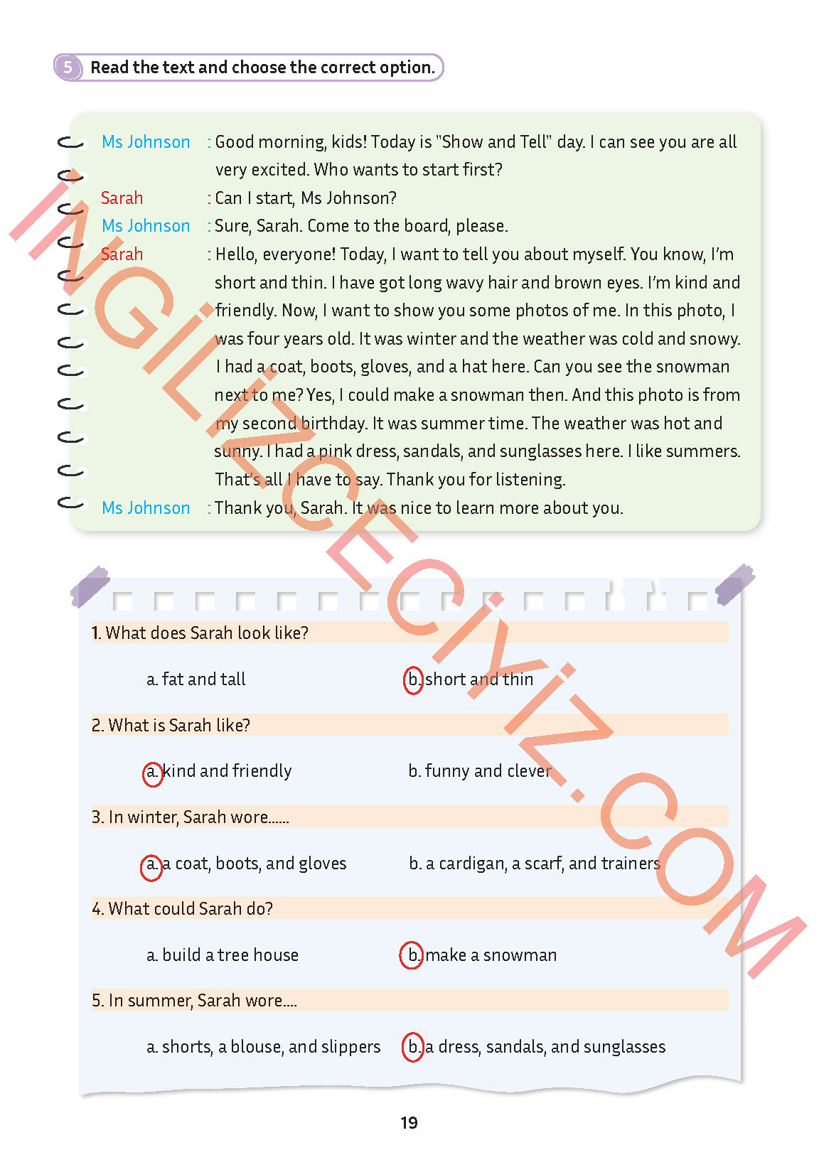5. Sınıf Meb Yayınları İngilizce Ders Kitabı Sayfa 20 Cevapları