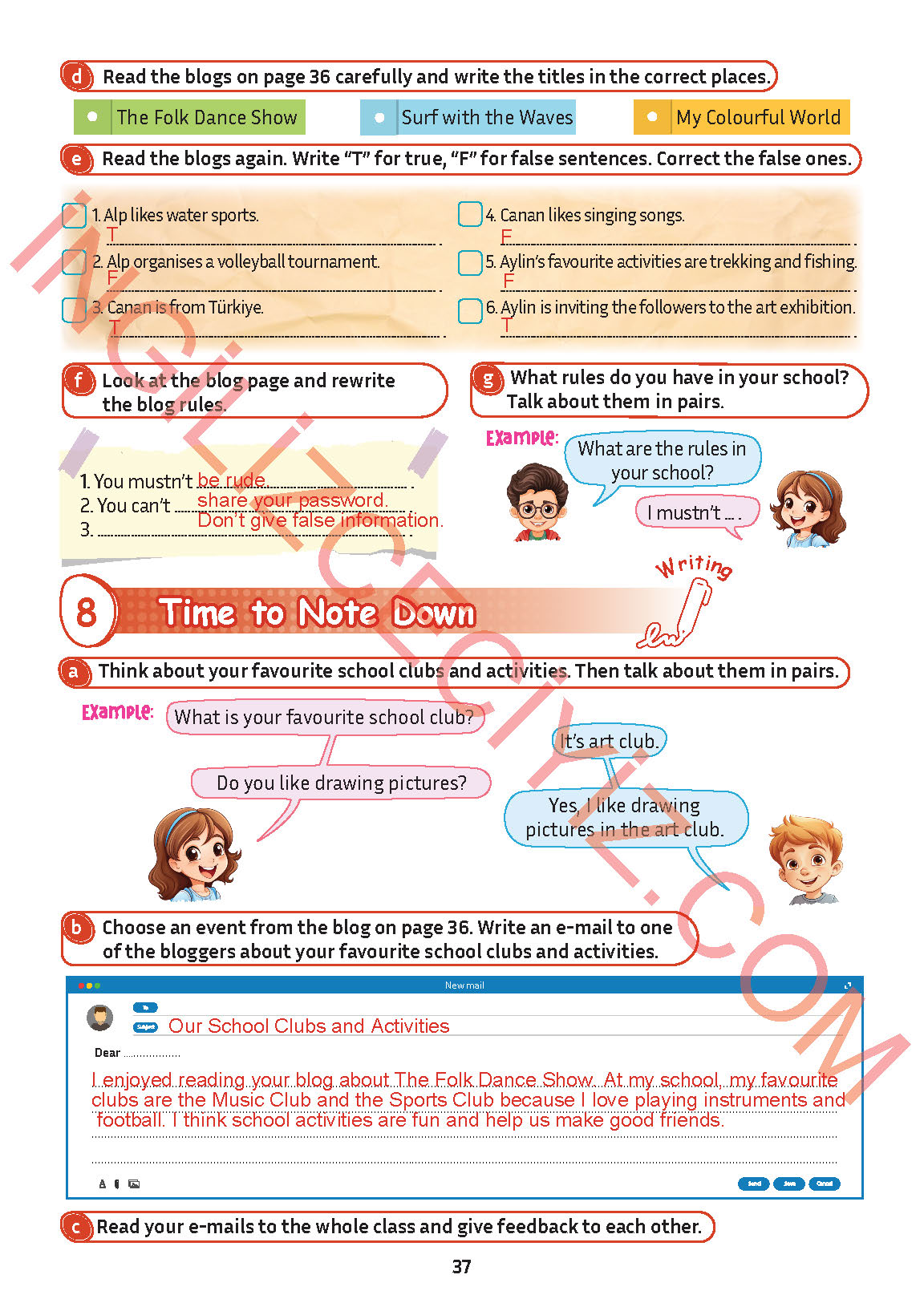 5. Sınıf Meb Yayınları İngilizce Ders Kitabı Sayfa 38 Cevapları