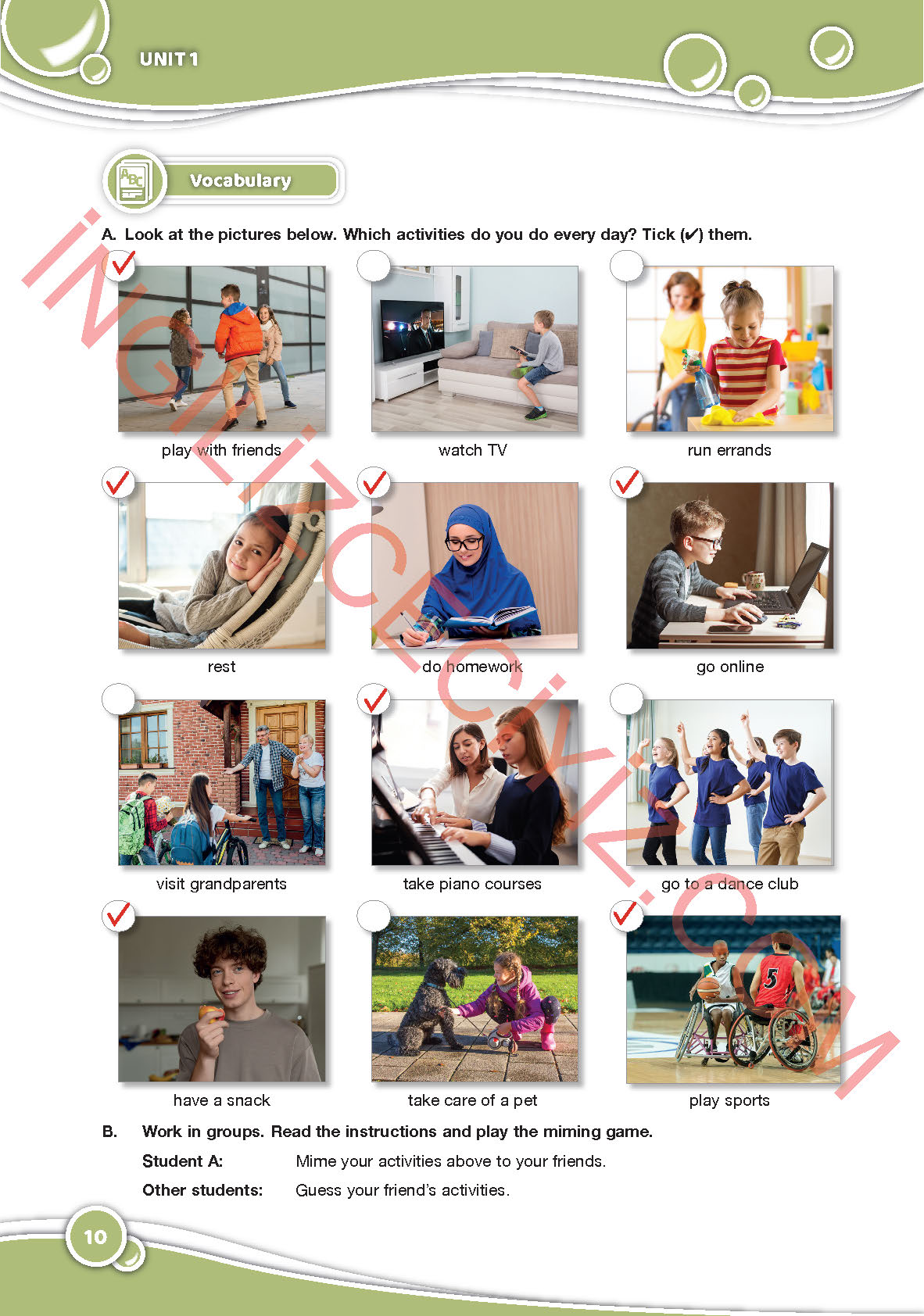 6. Sınıf Özgün Yayınları İngilizce Ders Kitabı Sayfa 10 Cevapları