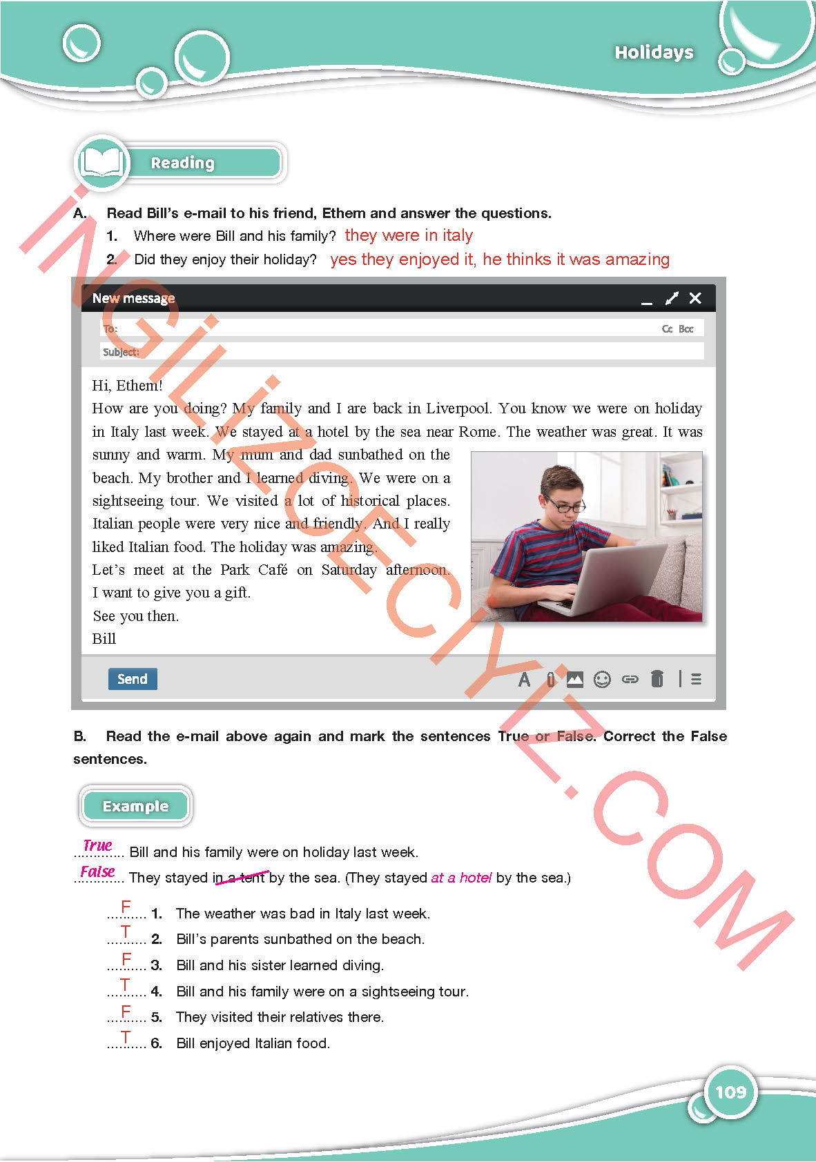 6. Sınıf Özgün Yayınları İngilizce Ders Kitabı Sayfa 109 Cevapları