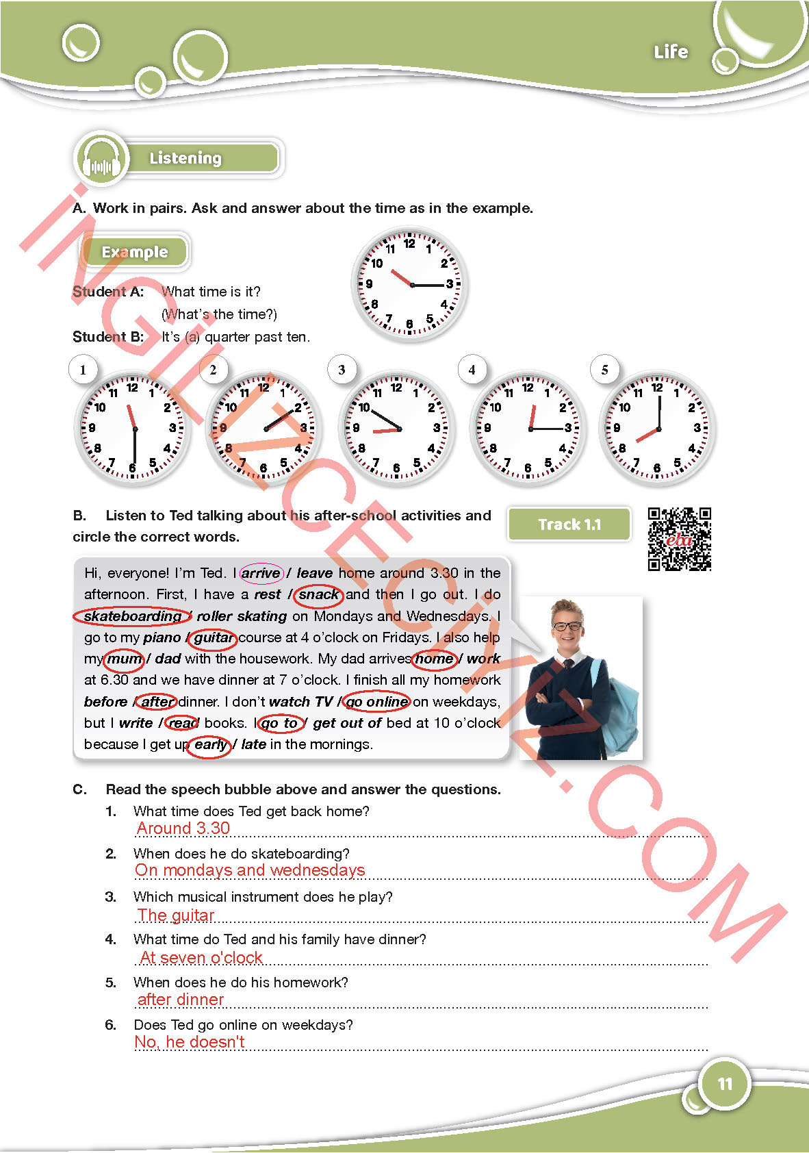 6. Sınıf Özgün Yayınları İngilizce Ders Kitabı Sayfa 11 Cevapları