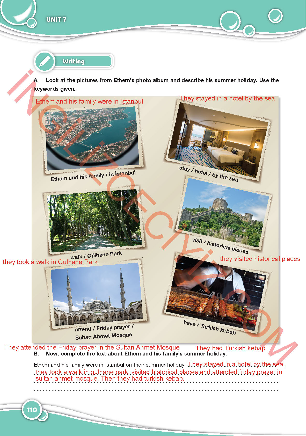 6. Sınıf Özgün Yayınları İngilizce Ders Kitabı Sayfa 110 Cevapları