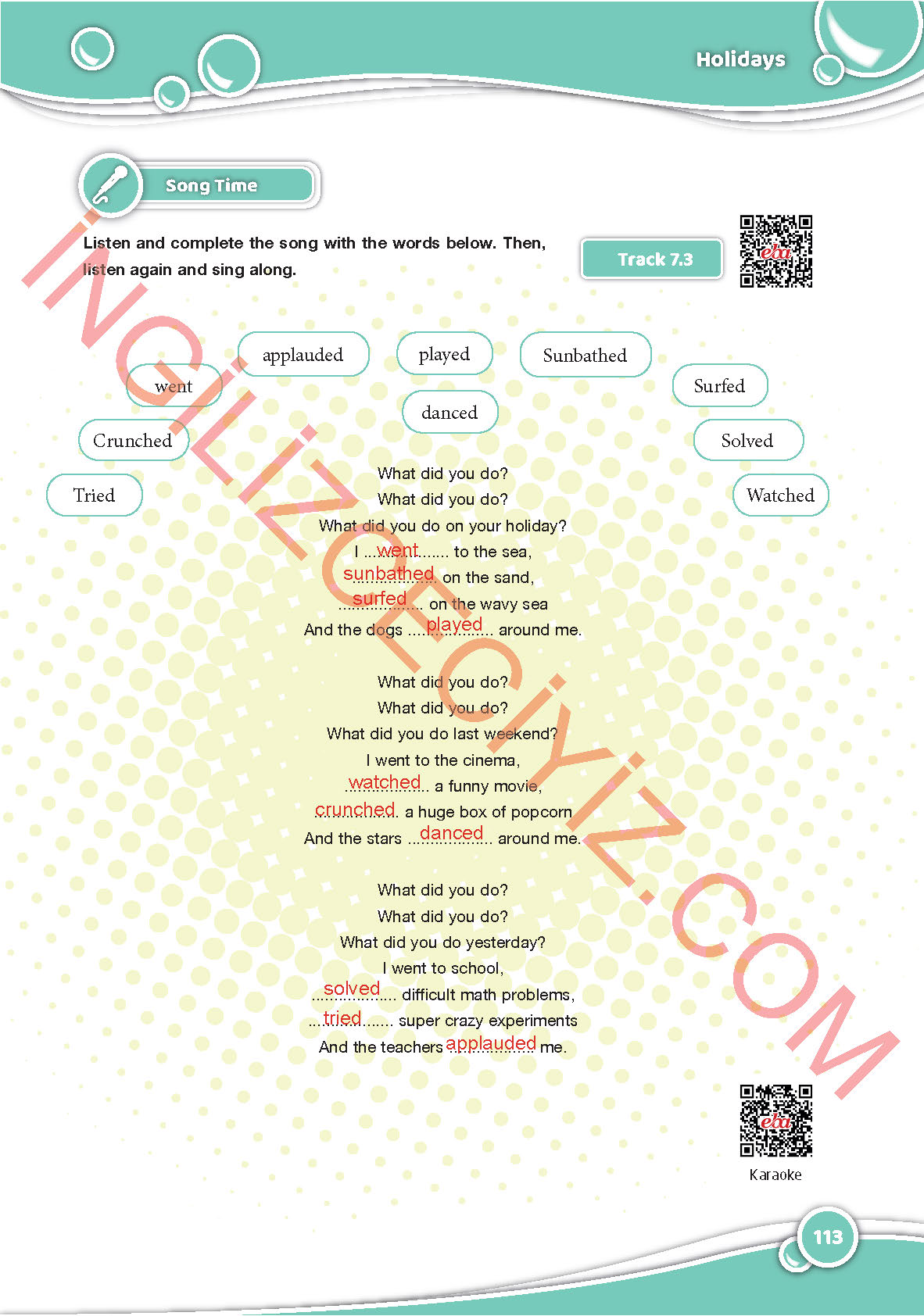 6. Sınıf Özgün Yayınları İngilizce Ders Kitabı Sayfa 113 Cevapları