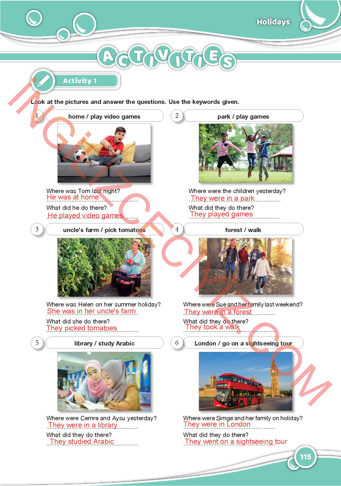 6. Sınıf Özgün Yayınları İngilizce Ders Kitabı Sayfa 115 Cevapları