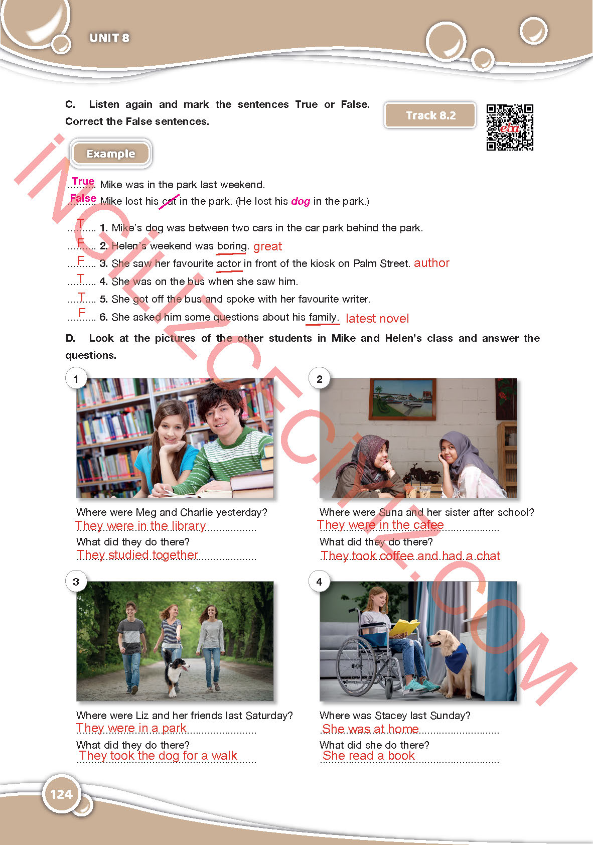 6. Sınıf Özgün Yayınları İngilizce Ders Kitabı Sayfa 124 Cevapları