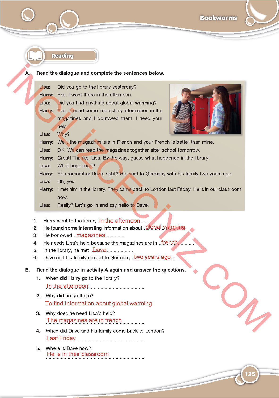 6. Sınıf Özgün Yayınları İngilizce Ders Kitabı Sayfa 125 Cevapları