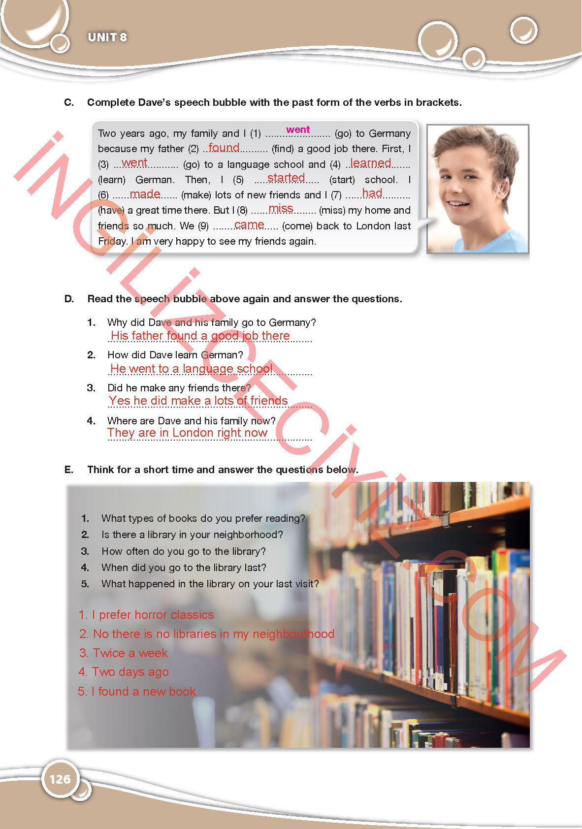 6. Sınıf Özgün Yayınları İngilizce Ders Kitabı Sayfa 126 Cevapları