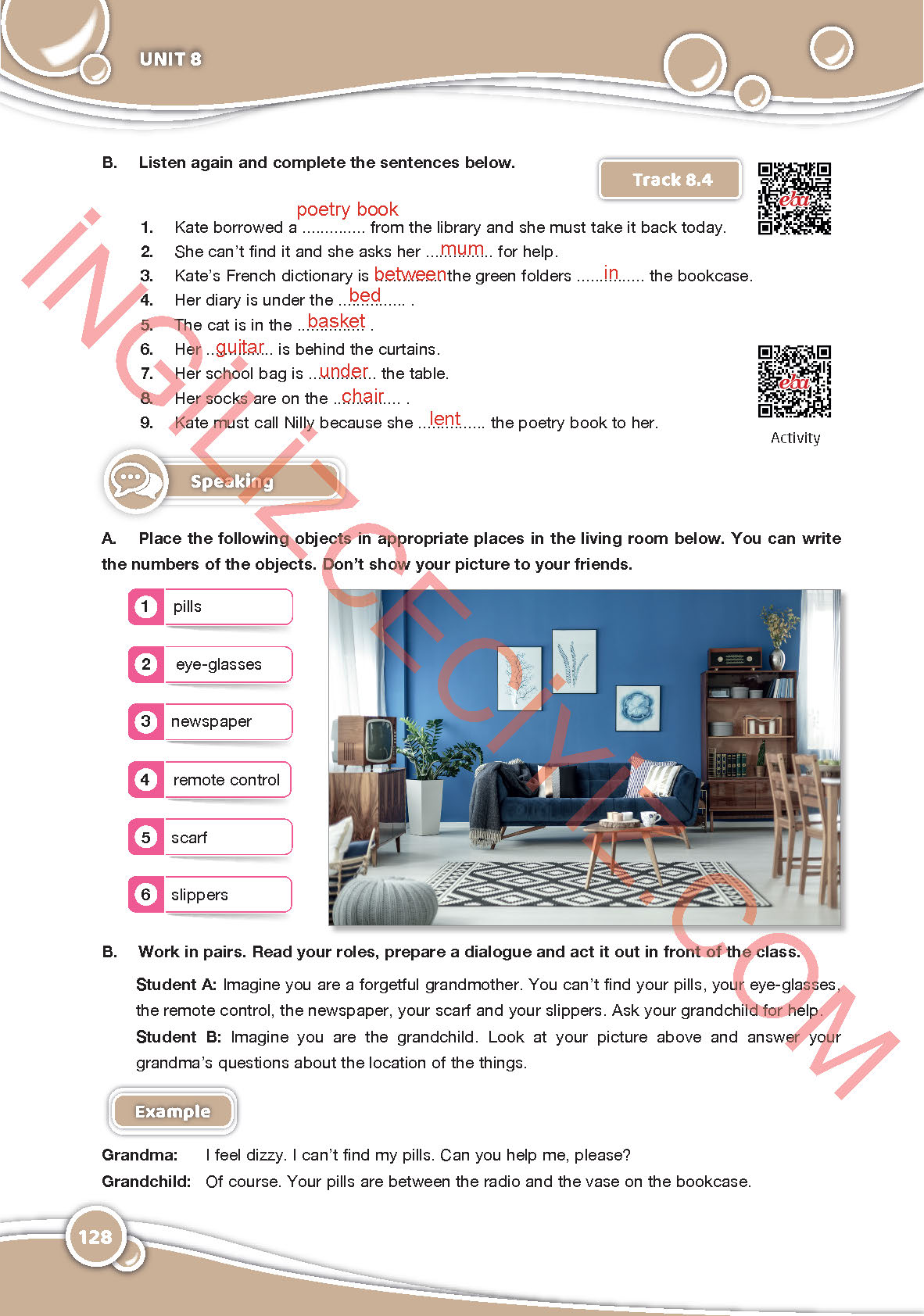 6. Sınıf Özgün Yayınları İngilizce Ders Kitabı Sayfa 128 Cevapları