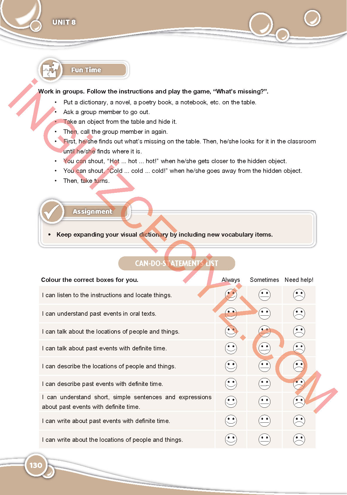 6. Sınıf Özgün Yayınları İngilizce Ders Kitabı Sayfa 130 Cevapları