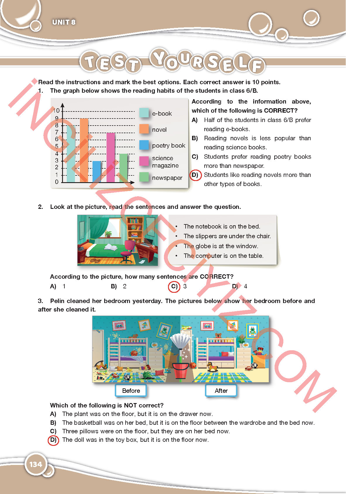6. Sınıf Özgün Yayınları İngilizce Ders Kitabı Sayfa 134 Cevapları