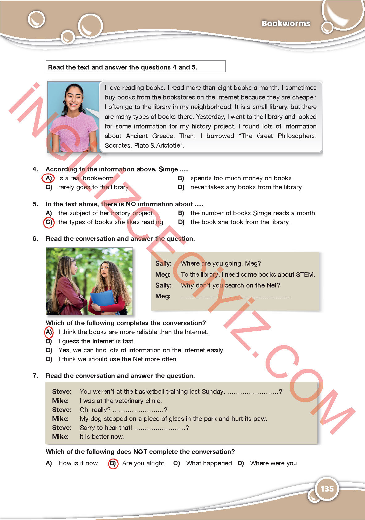 6. Sınıf Özgün Yayınları İngilizce Ders Kitabı Sayfa 135 Cevapları