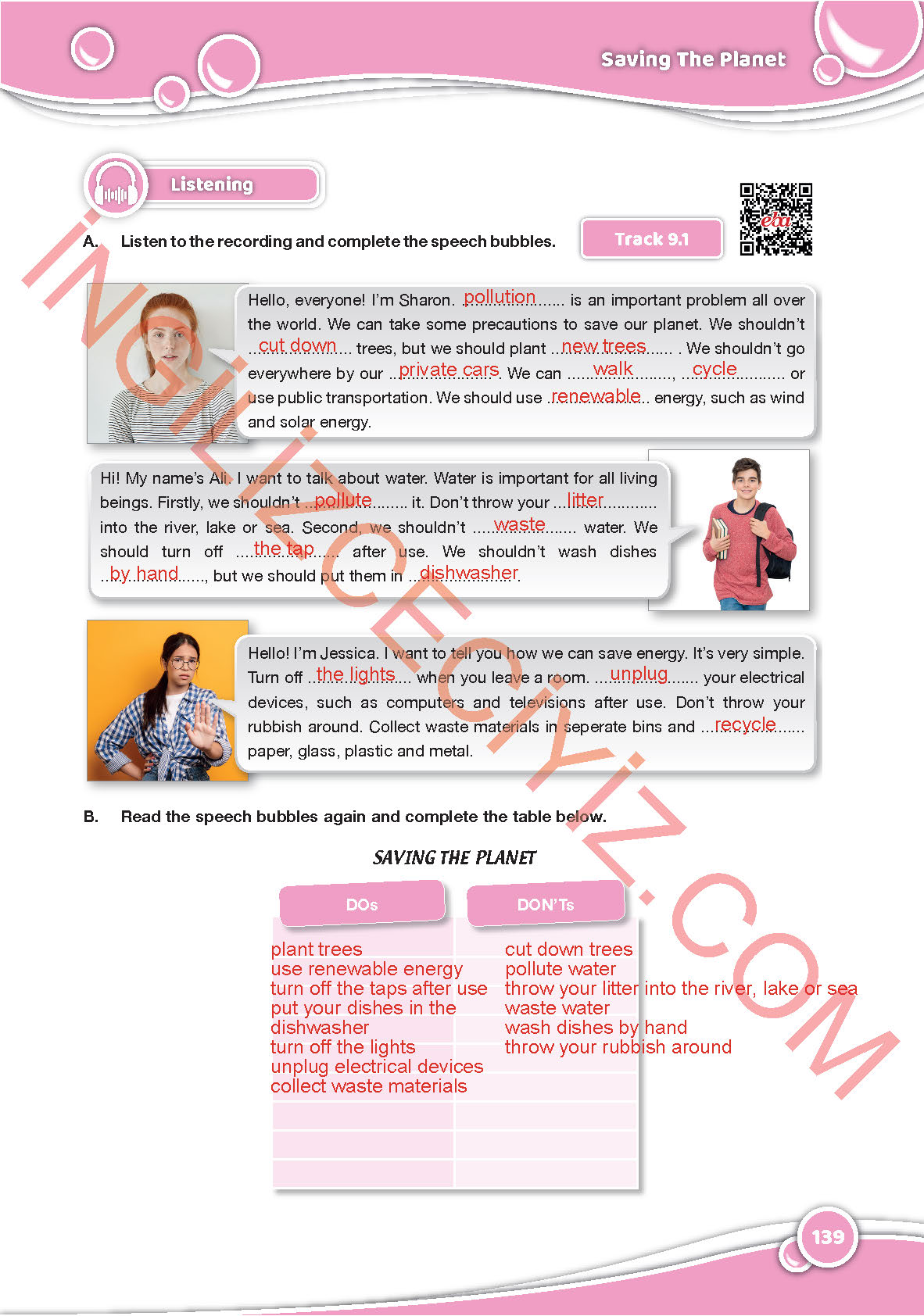 6. Sınıf Özgün Yayınları İngilizce Ders Kitabı Sayfa 139 Cevapları