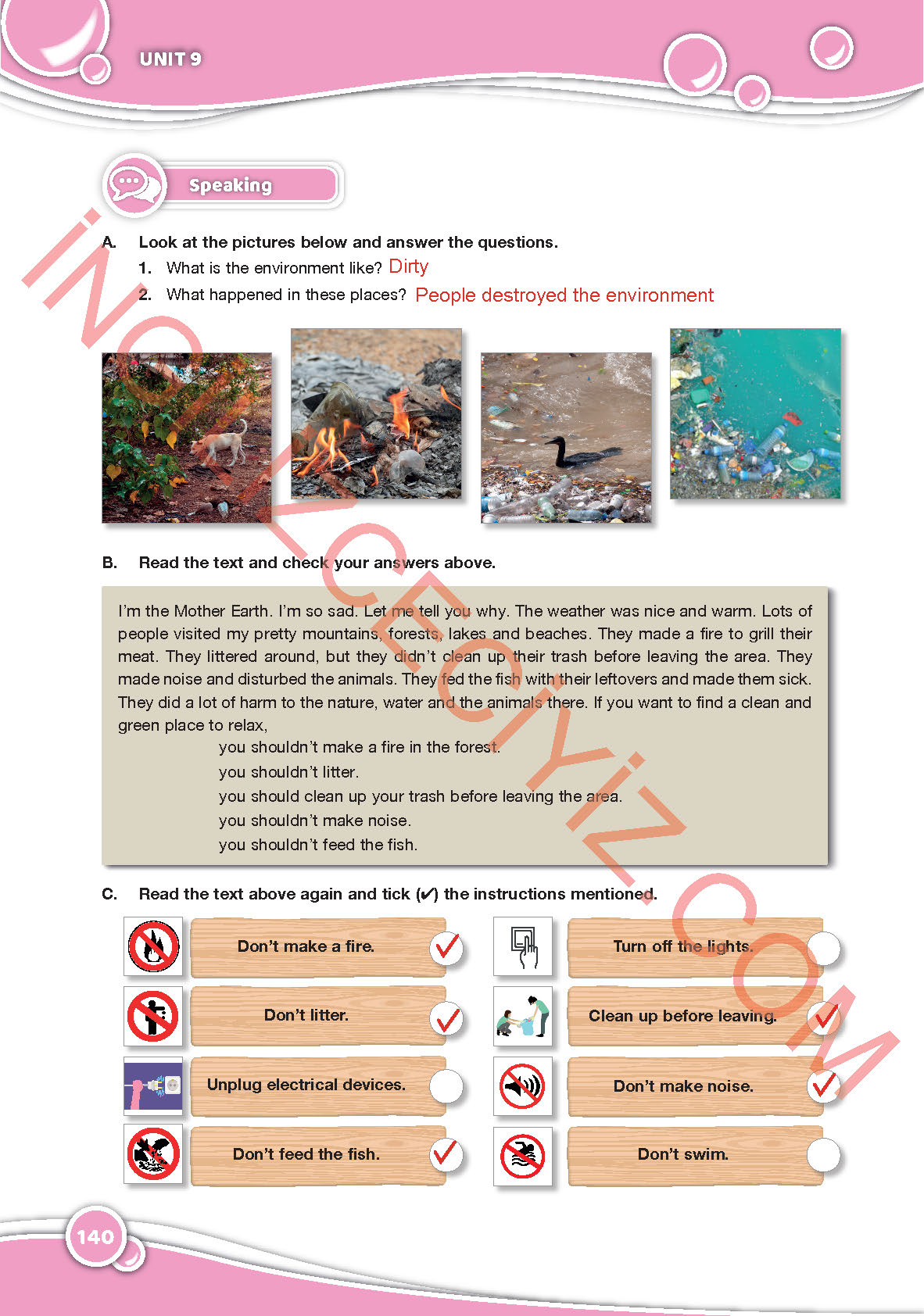 6. Sınıf Özgün Yayınları İngilizce Ders Kitabı Sayfa 140 Cevapları