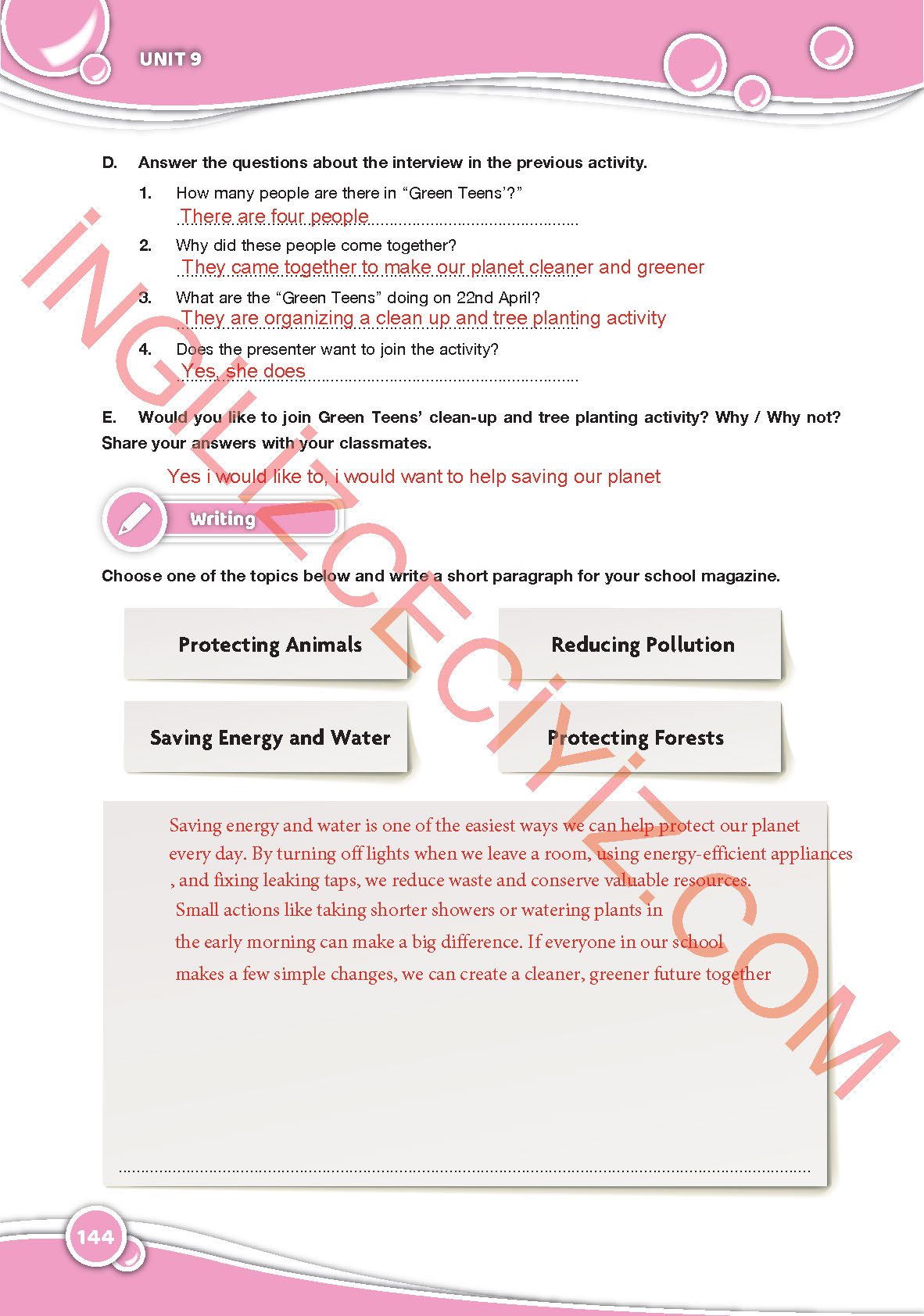 6. Sınıf Özgün Yayınları İngilizce Ders Kitabı Sayfa 144 Cevapları