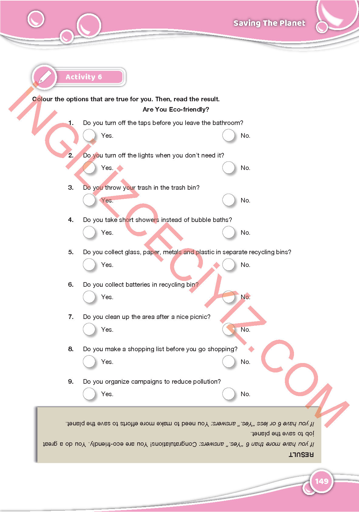 6. Sınıf Özgün Yayınları İngilizce Ders Kitabı Sayfa 149 Cevapları