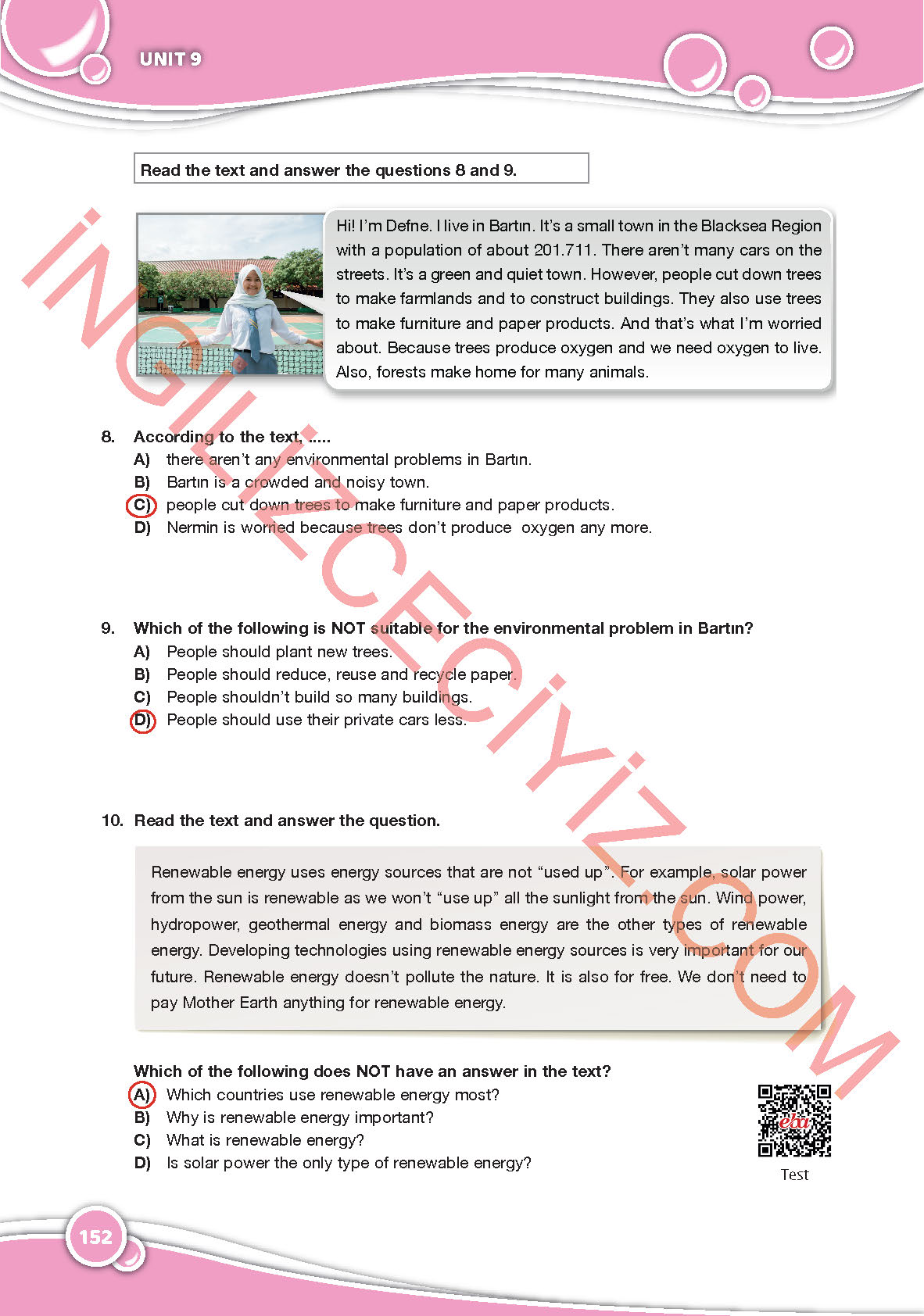 6. Sınıf Özgün Yayınları İngilizce Ders Kitabı Sayfa 152 Cevapları