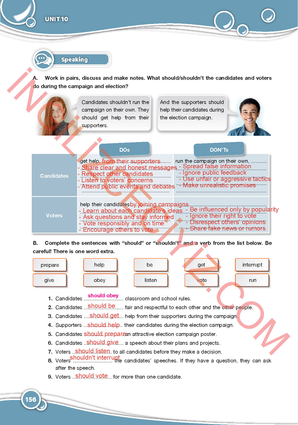 6. Sınıf Özgün Yayınları İngilizce Ders Kitabı Sayfa 156 Cevapları