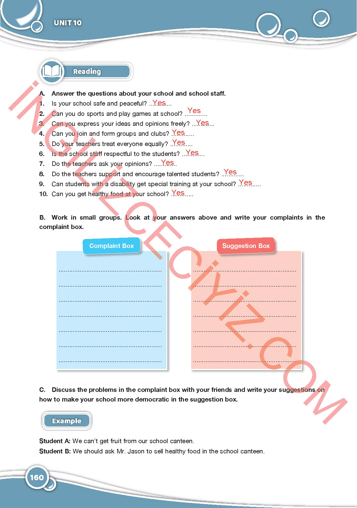 6. Sınıf Özgün Yayınları İngilizce Ders Kitabı Sayfa 160 Cevapları