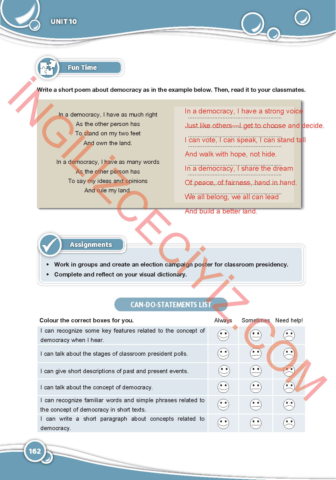 6. Sınıf Özgün Yayınları İngilizce Ders Kitabı Sayfa 162 Cevapları