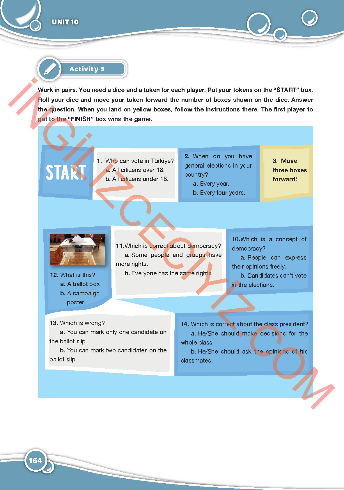 6. Sınıf Özgün Yayınları İngilizce Ders Kitabı Sayfa 164 Cevapları