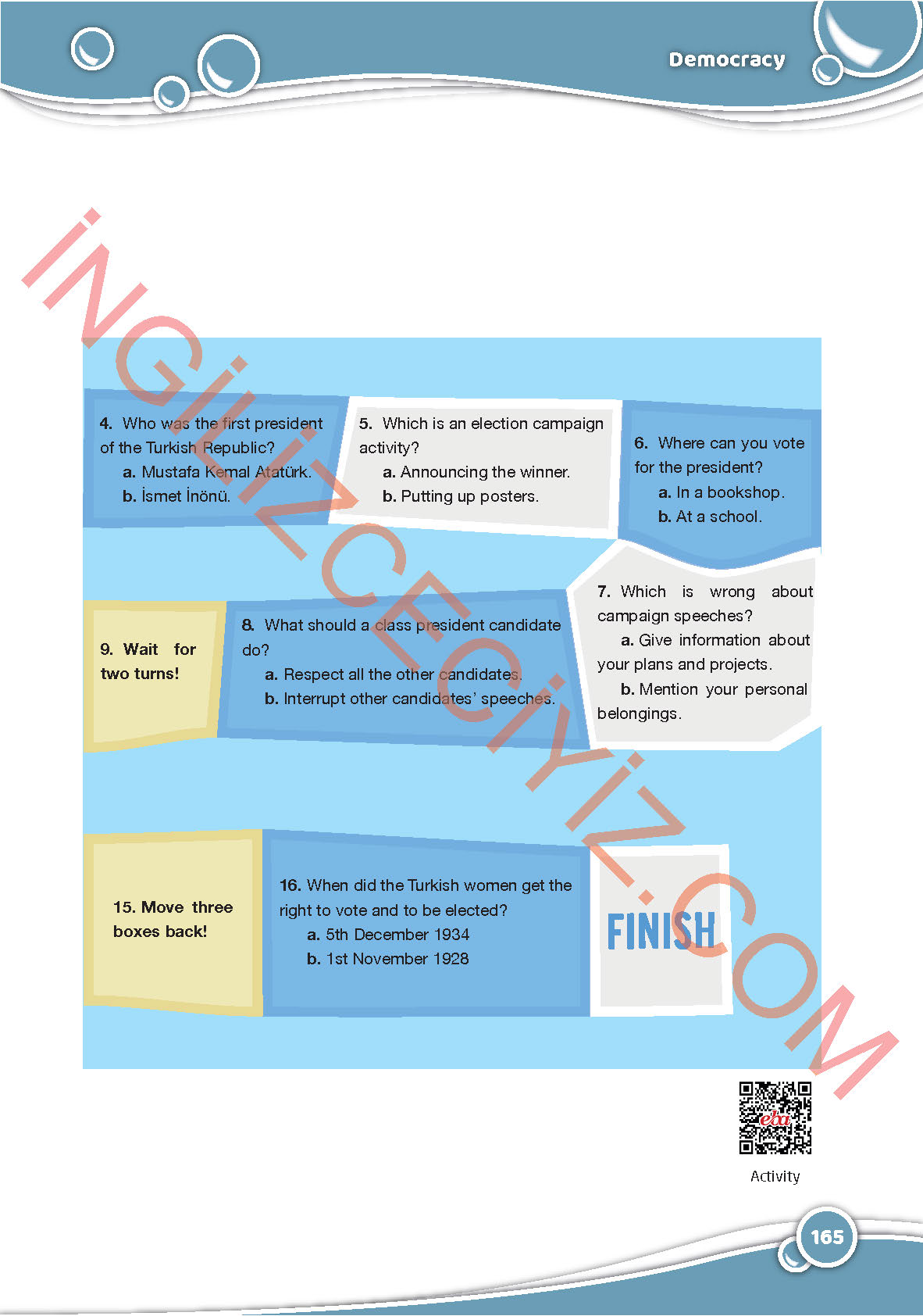 6. Sınıf Özgün Yayınları İngilizce Ders Kitabı Sayfa 165 Cevapları