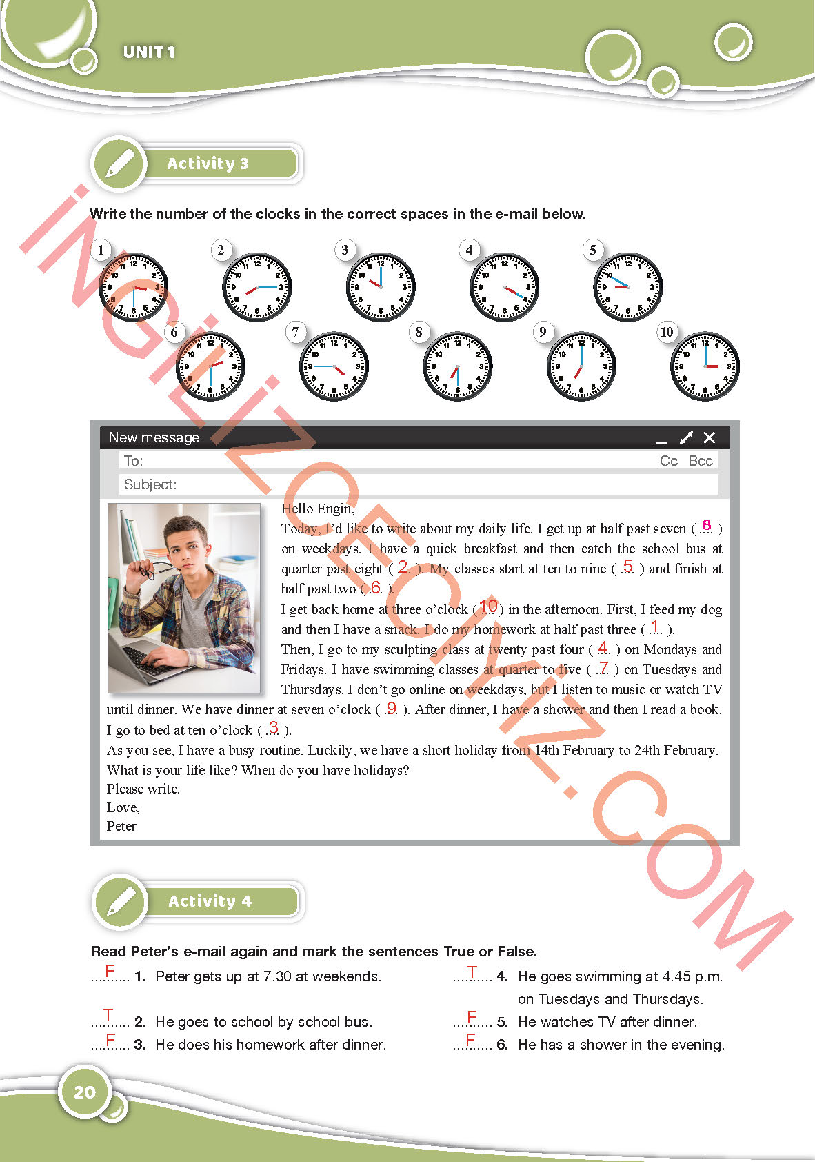 6. Sınıf Özgün Yayınları İngilizce Ders Kitabı Sayfa 20 Cevapları