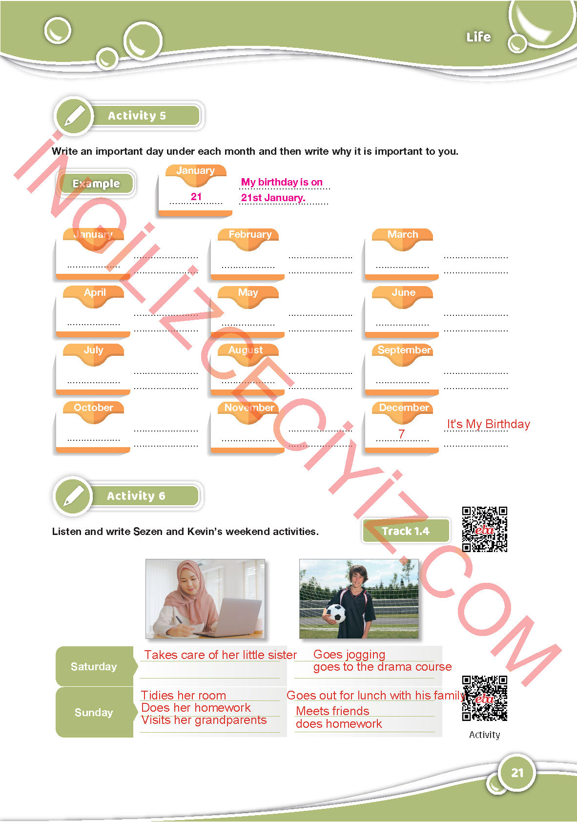 6. Sınıf Özgün Yayınları İngilizce Ders Kitabı Sayfa 21 Cevapları