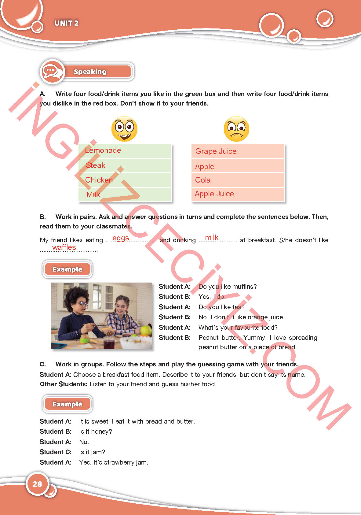 6. Sınıf Özgün Yayınları İngilizce Ders Kitabı Sayfa 28 Cevapları
