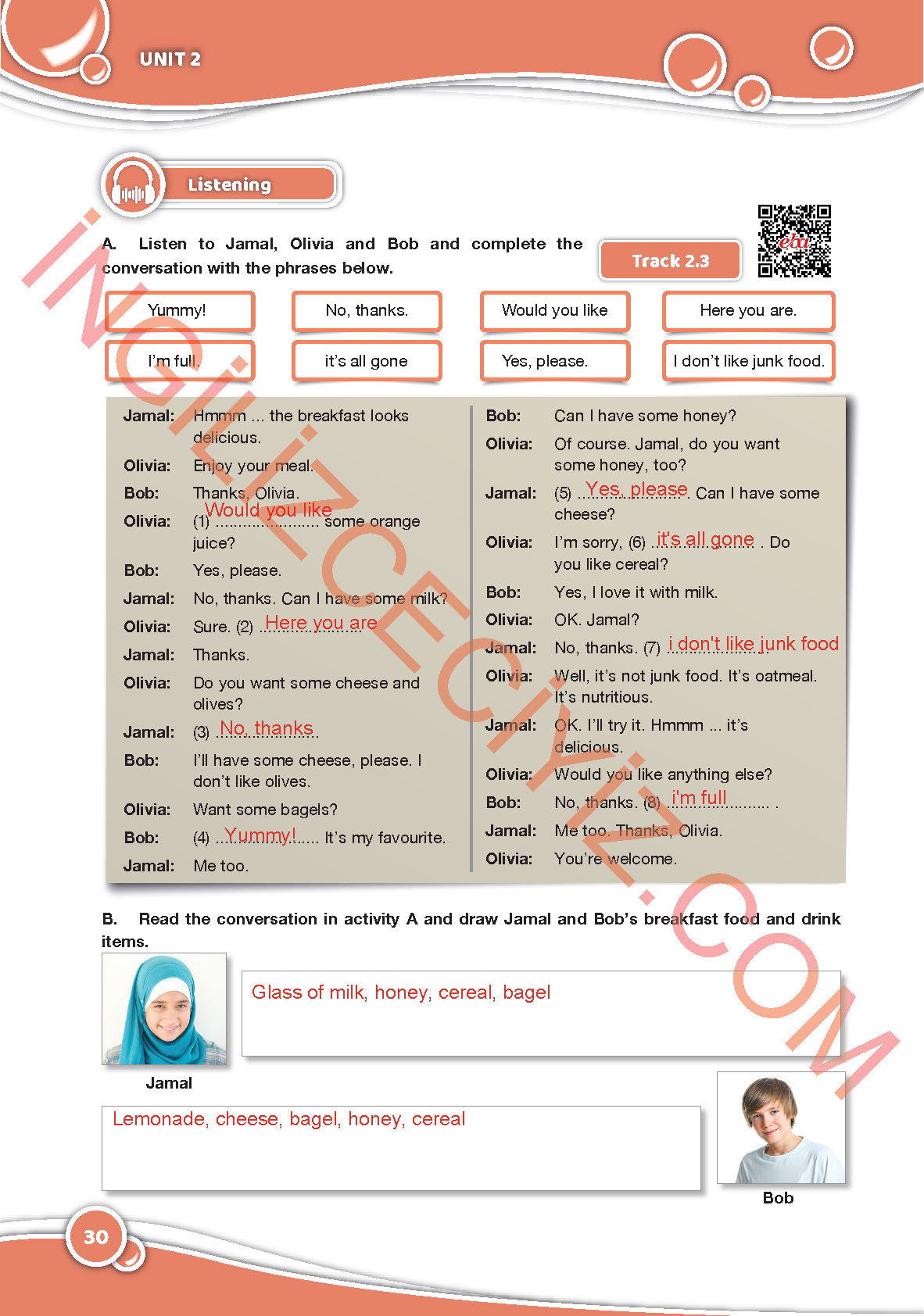 6. Sınıf Özgün Yayınları İngilizce Ders Kitabı Sayfa 30 Cevapları