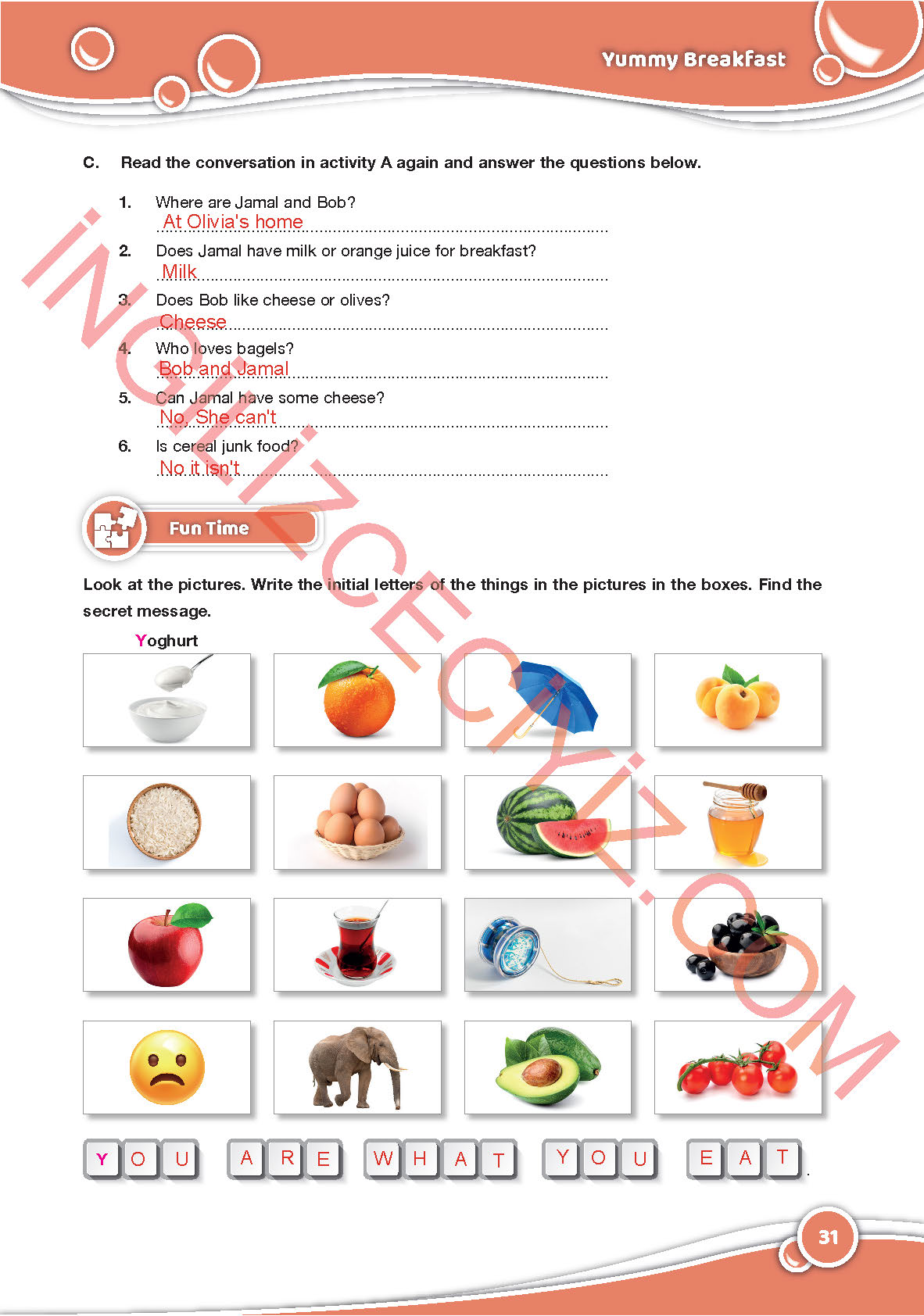 6. Sınıf Özgün Yayınları İngilizce Ders Kitabı Sayfa 31 Cevapları