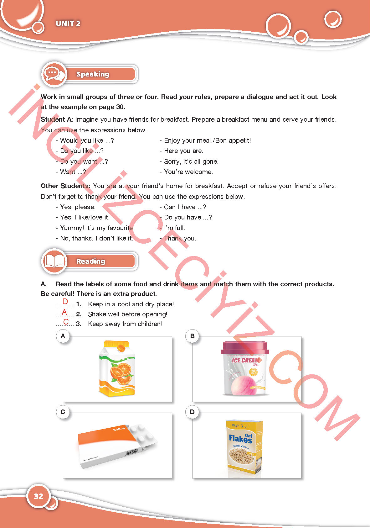 6. Sınıf Özgün Yayınları İngilizce Ders Kitabı Sayfa 32 Cevapları