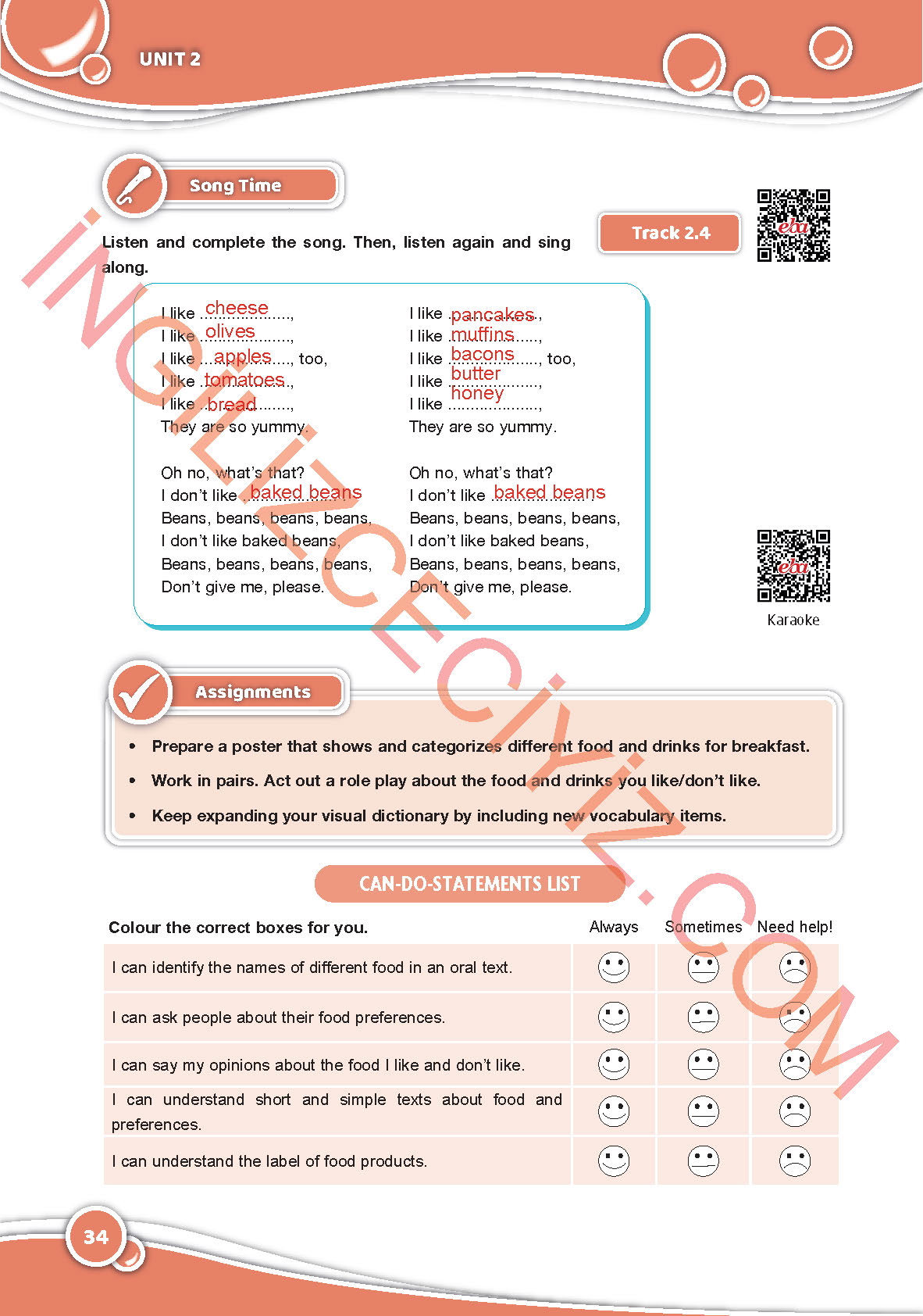 6. Sınıf Özgün Yayınları İngilizce Ders Kitabı Sayfa 34 Cevapları