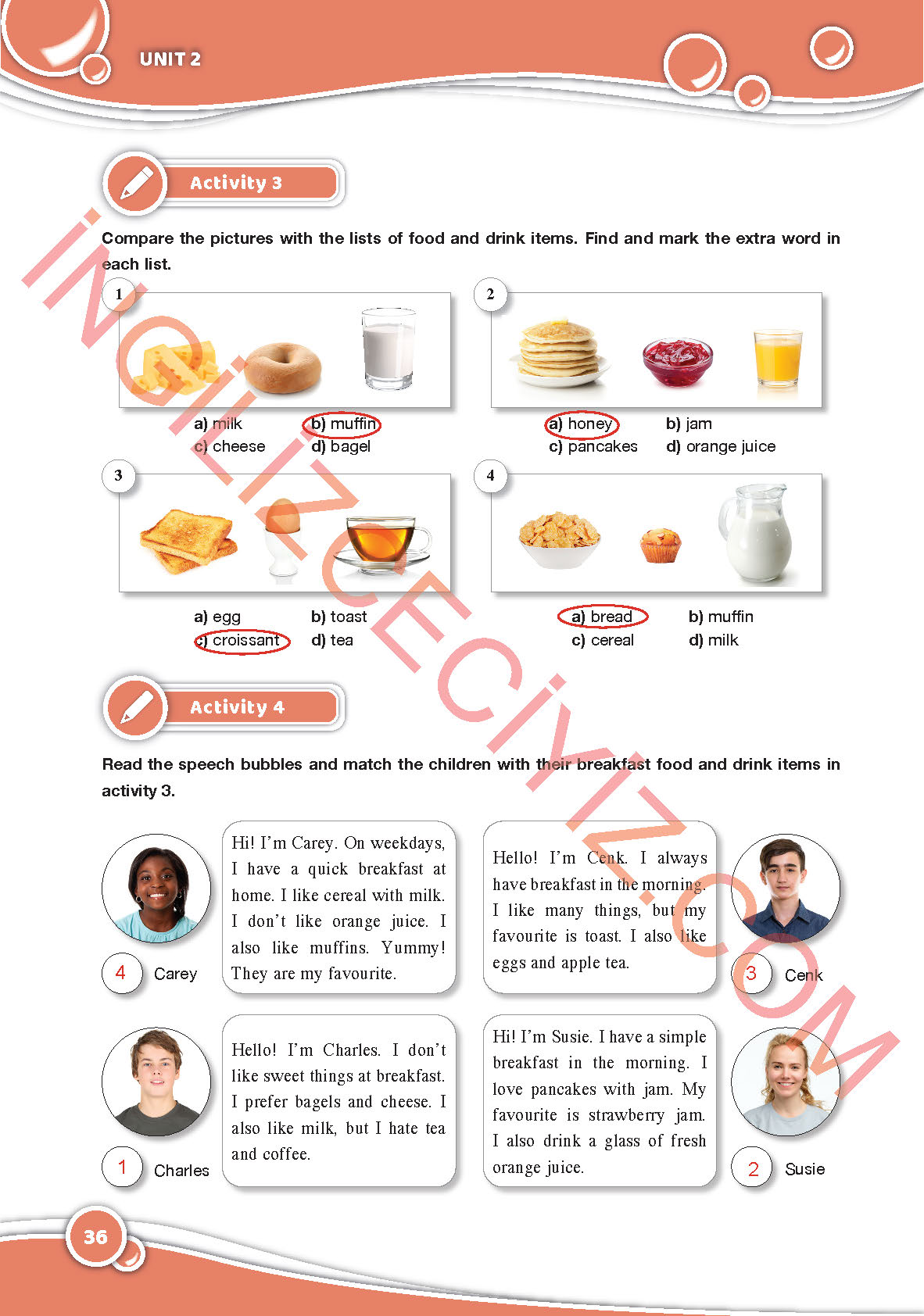 6. Sınıf Özgün Yayınları İngilizce Ders Kitabı Sayfa 36 Cevapları