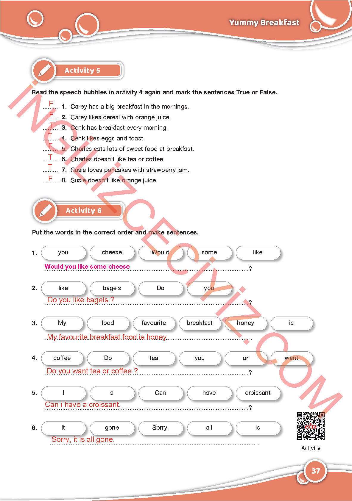 6. Sınıf Özgün Yayınları İngilizce Ders Kitabı Sayfa 37 Cevapları