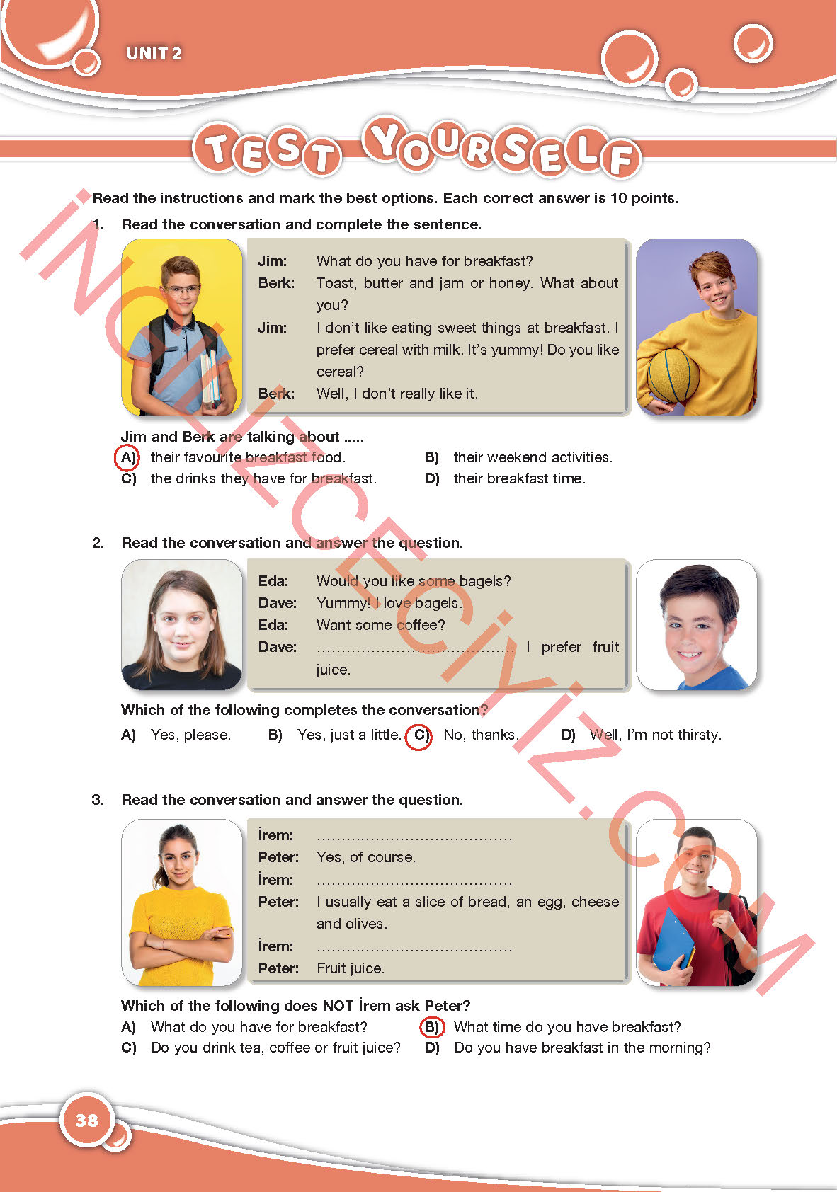 6. Sınıf Özgün Yayınları İngilizce Ders Kitabı Sayfa 38 Cevapları